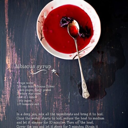 Recipe card for Hibiscus Syrup @ Playful Cooking