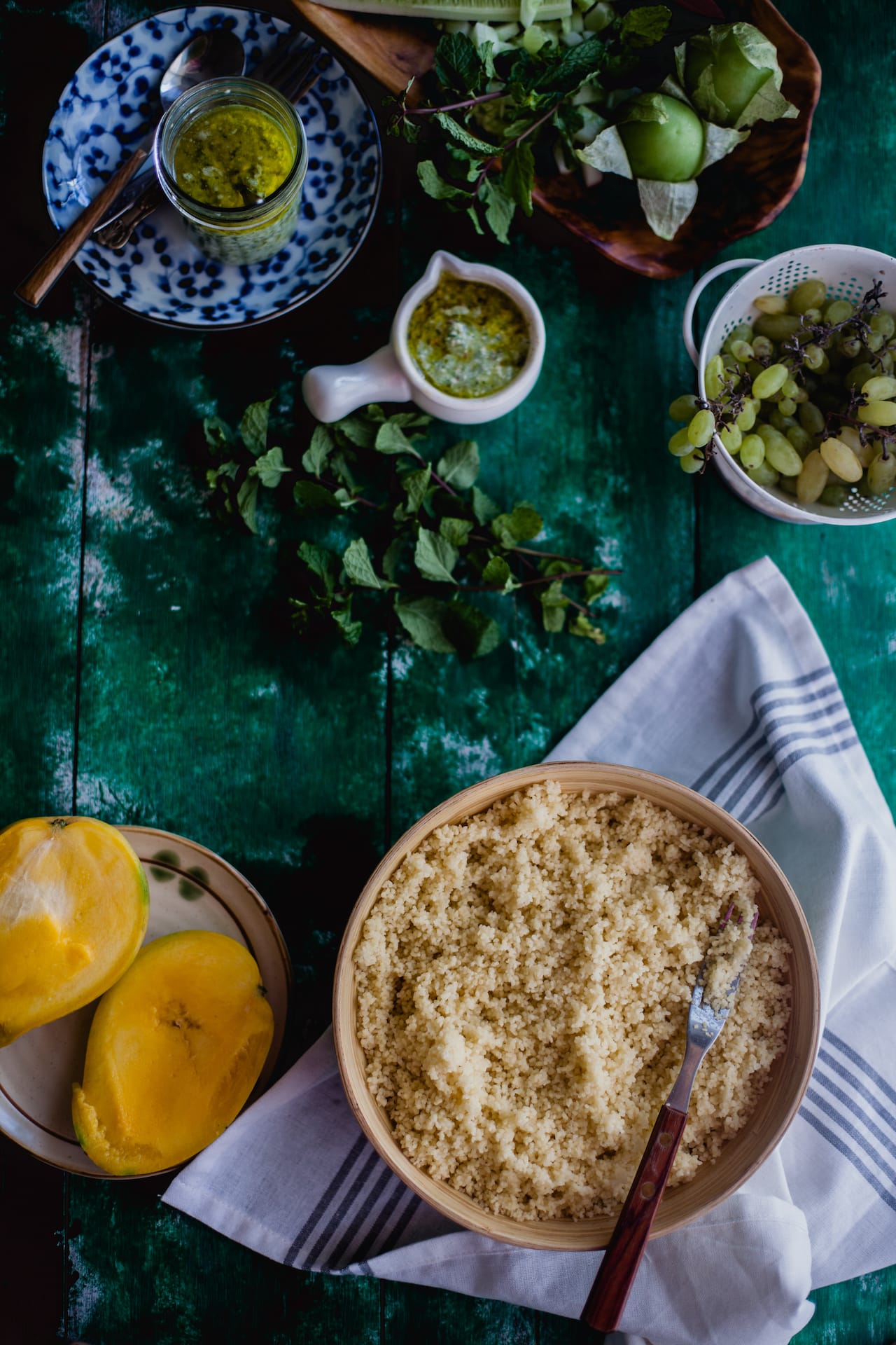 Fruity Couscous Salad with Tomatillo Sauce | Playful Cooking