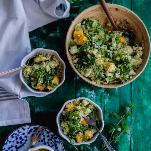 Fruity Couscous Salad with Tomatillo Sauce | Playful Cooking