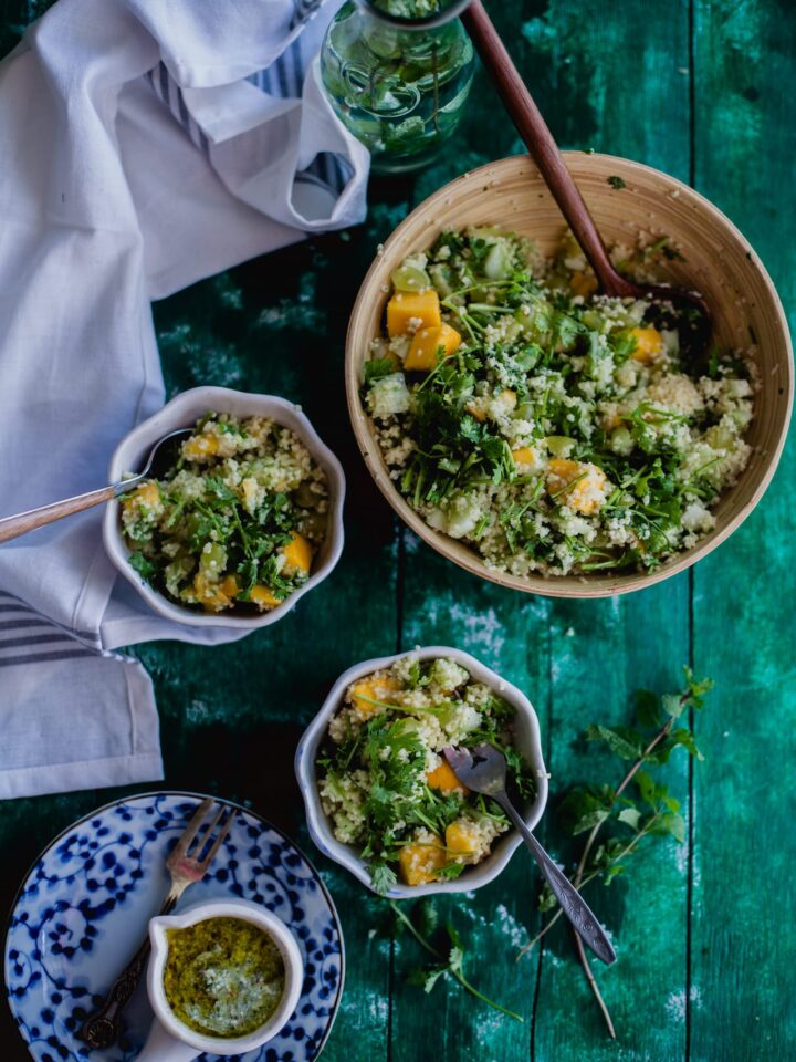 Fruity Couscous Salad with Tomatillo Sauce | Playful Cooking