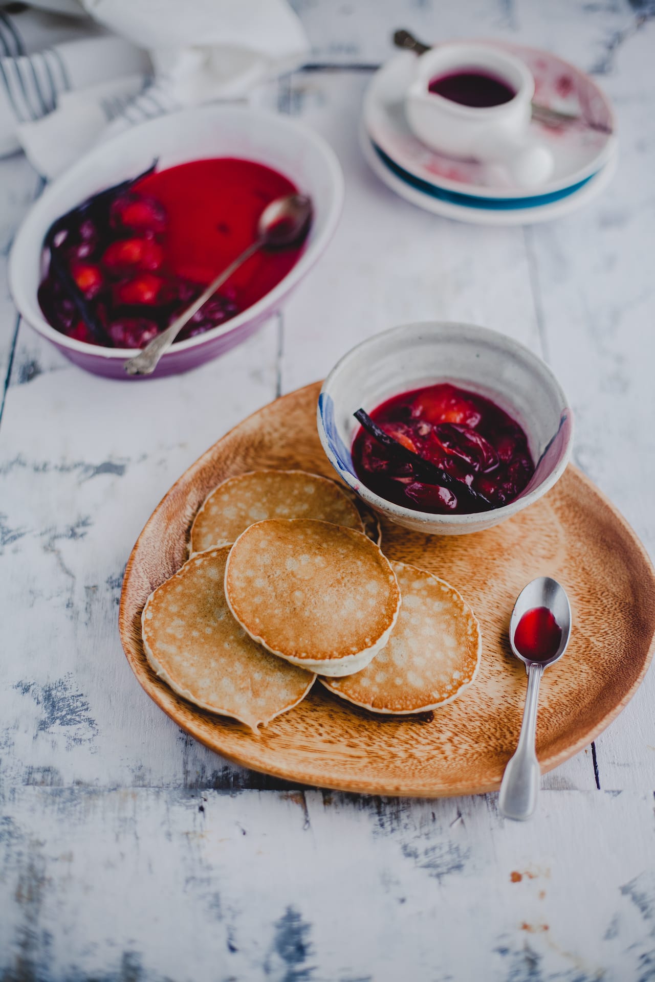 Vanilla Poached Plums With Pancakes | Playful Cooking