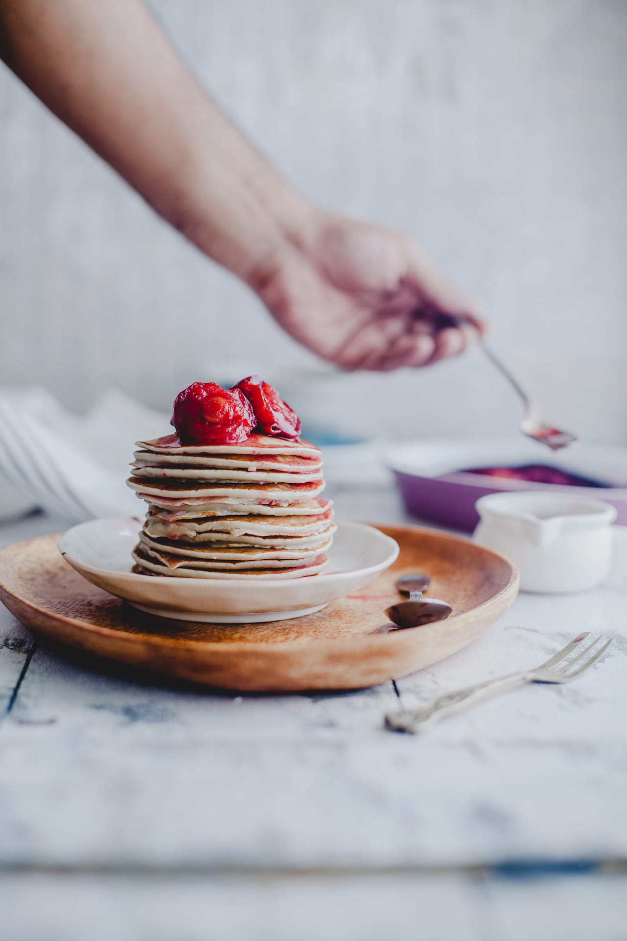 Vanilla Poached Plums With Pancakes | Playful Cooking