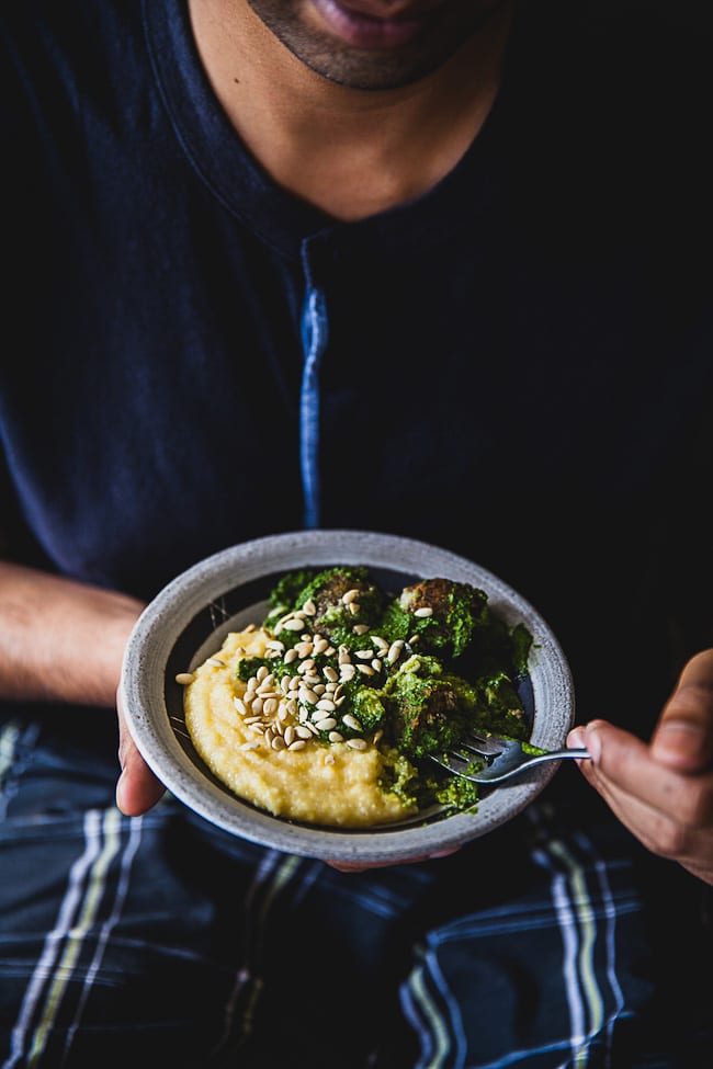 Lentil Fritters With Chimichurri And Polenta | Playful Cooking