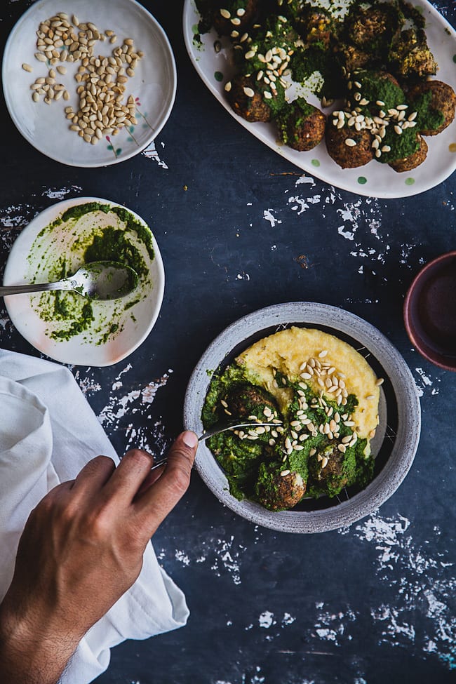 Lentil Fritters With Chimichurri And Polenta | Playful Cooking