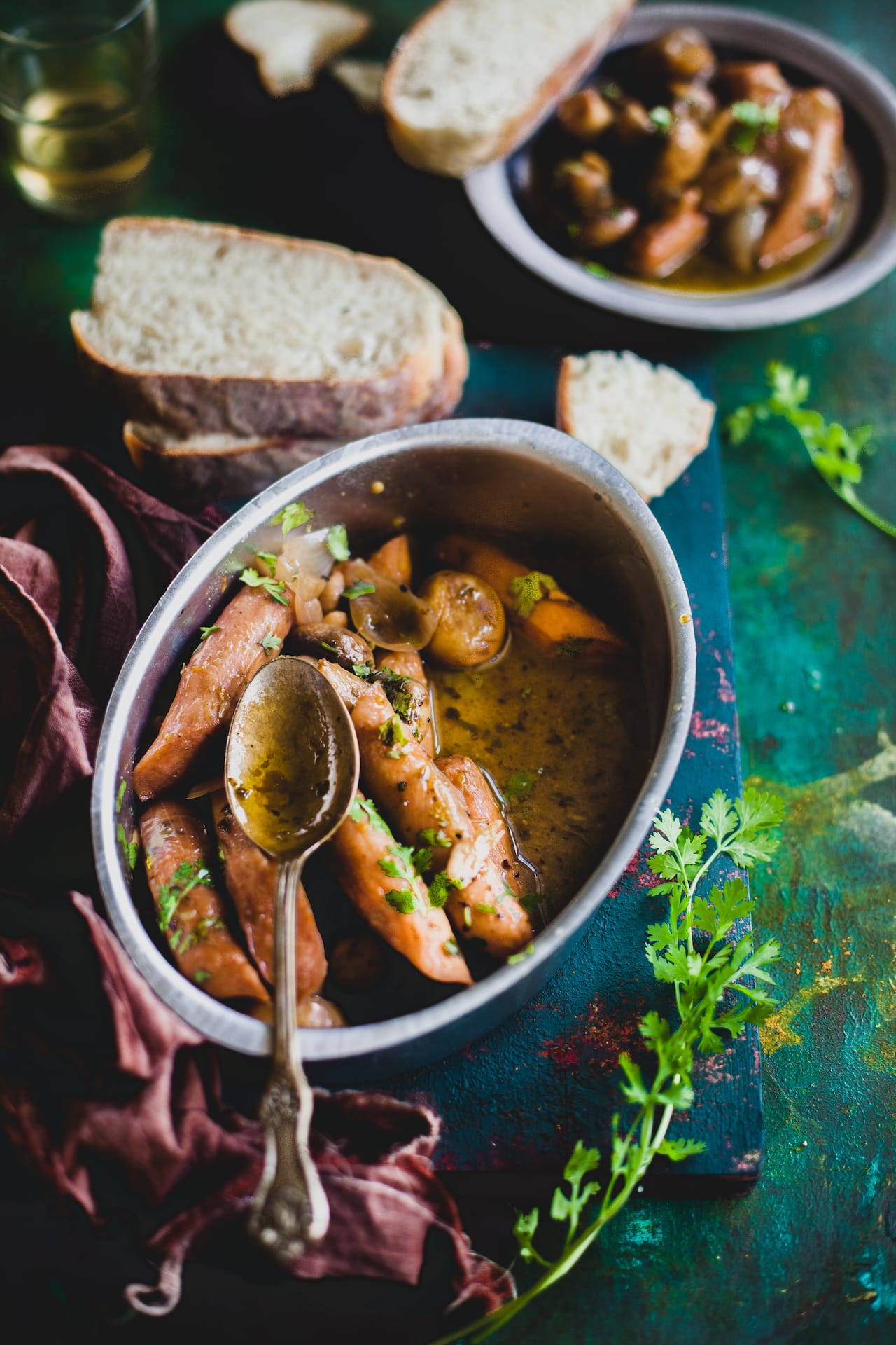 Mushroom And Sausage In Garlic Wine Sauce | Playful Cooking