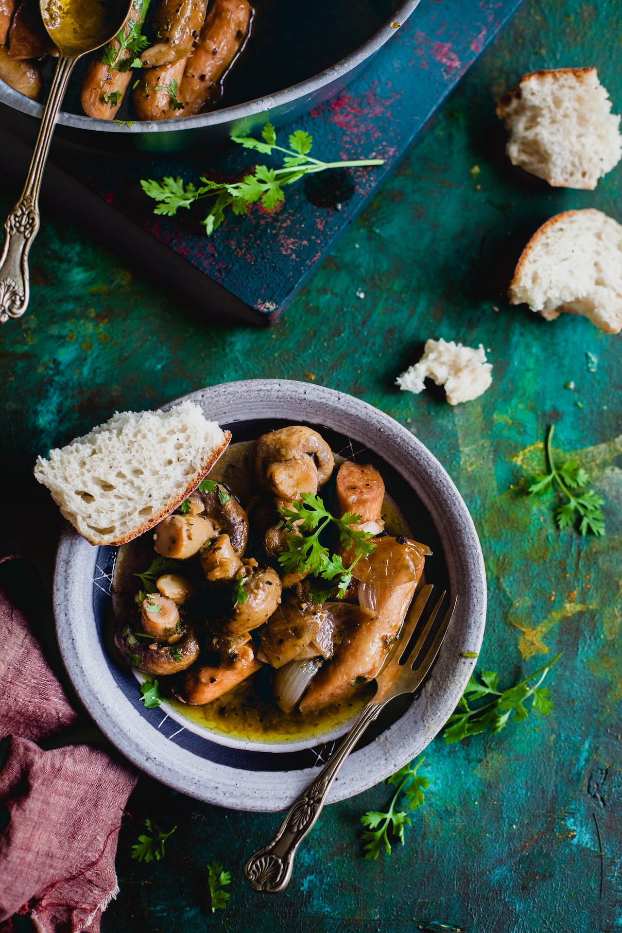Mushroom And Sausage In Garlic Wine Sauce | Playful Cooking