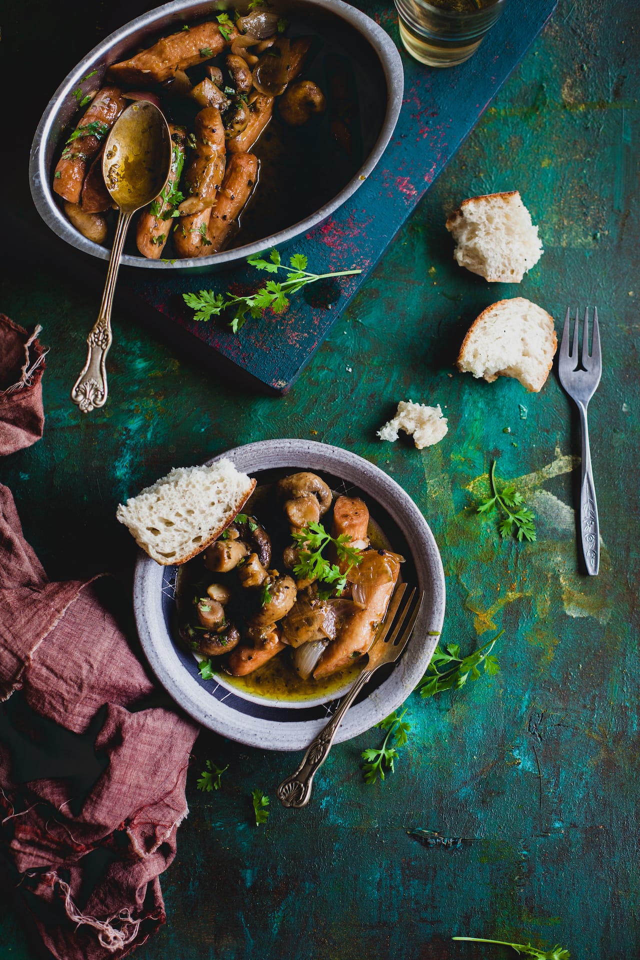 Mushroom And Sausage In Garlic Wine Sauce | Playful Cooking