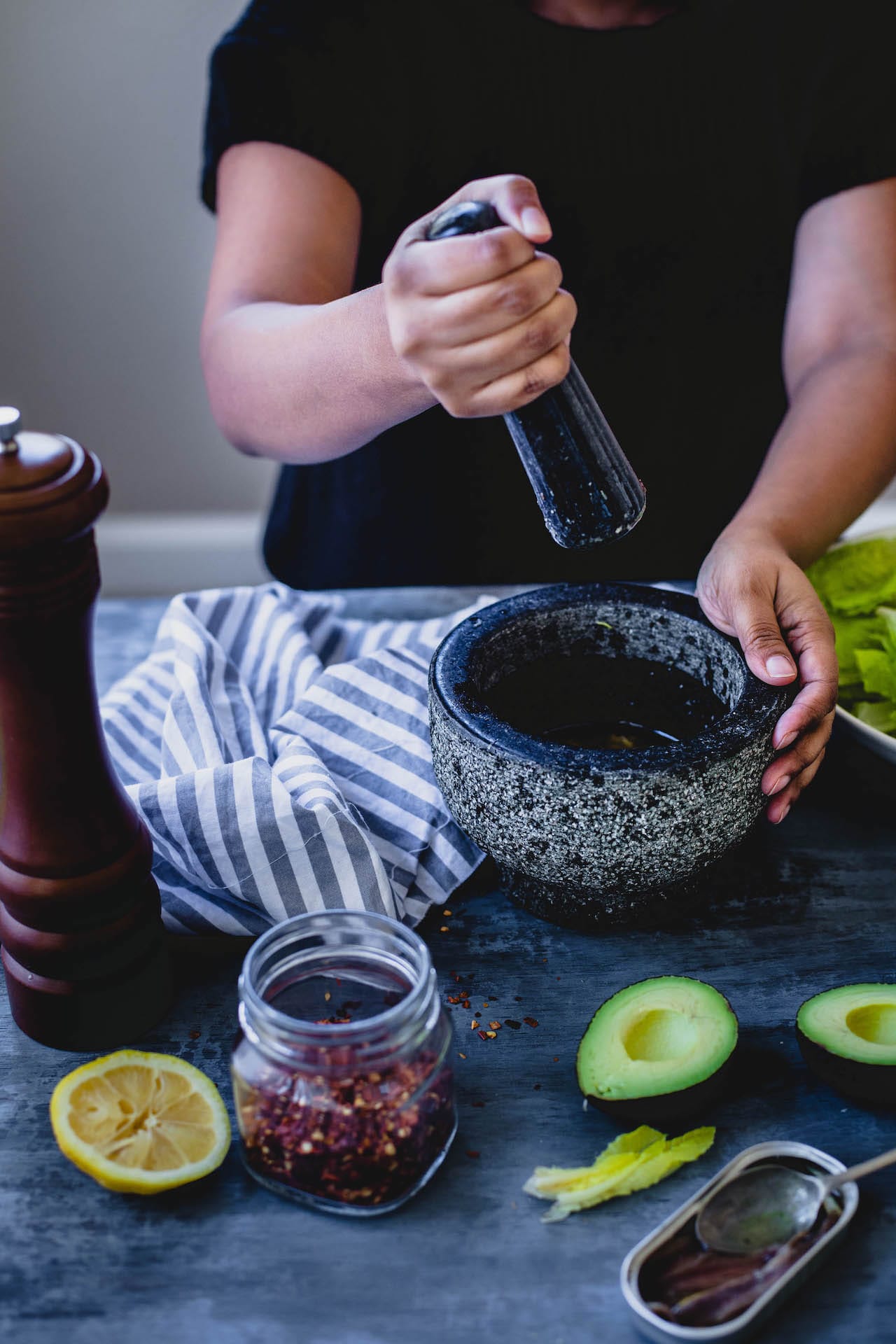 Romaine Avocado Salad With Anchovy Dressing | Playful Cooking