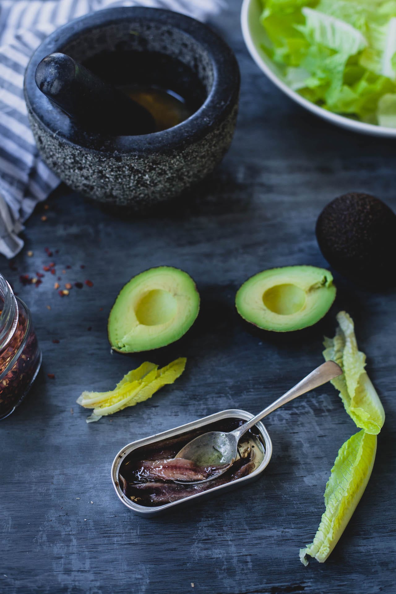 Romaine Avocado Salad With Anchovy Dressing | Playful Cooking