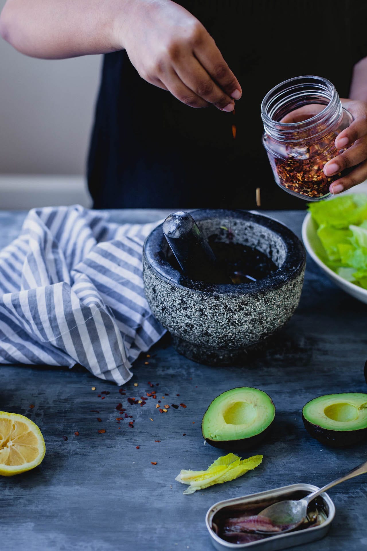 Romaine Avocado Salad With Anchovy Dressing | Playful Cooking