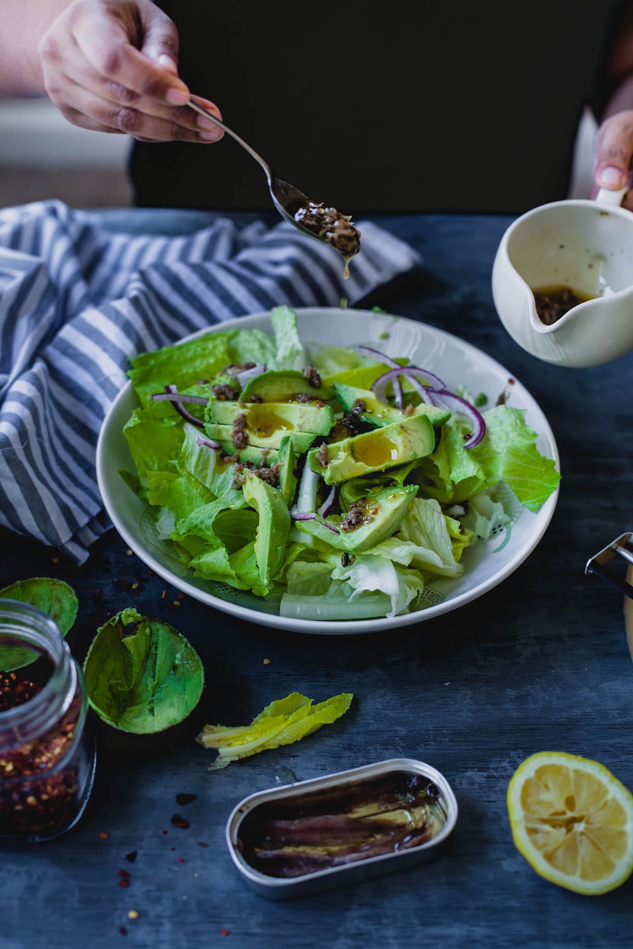 Romaine Avocado Salad With Anchovy Dressing | Playful Cooking