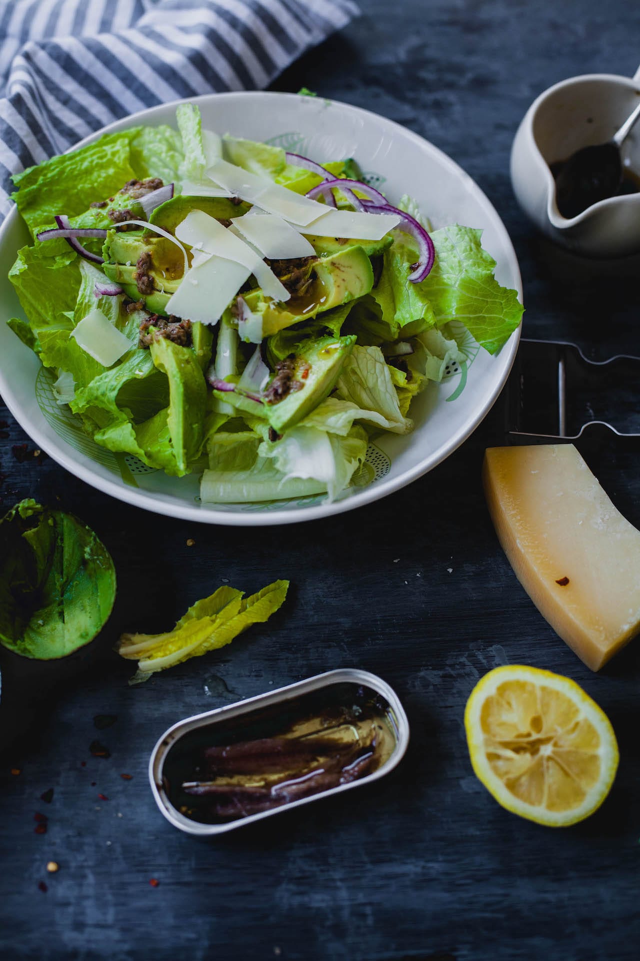 Romaine Avocado Salad With Anchovy Dressing | Playful Cooking