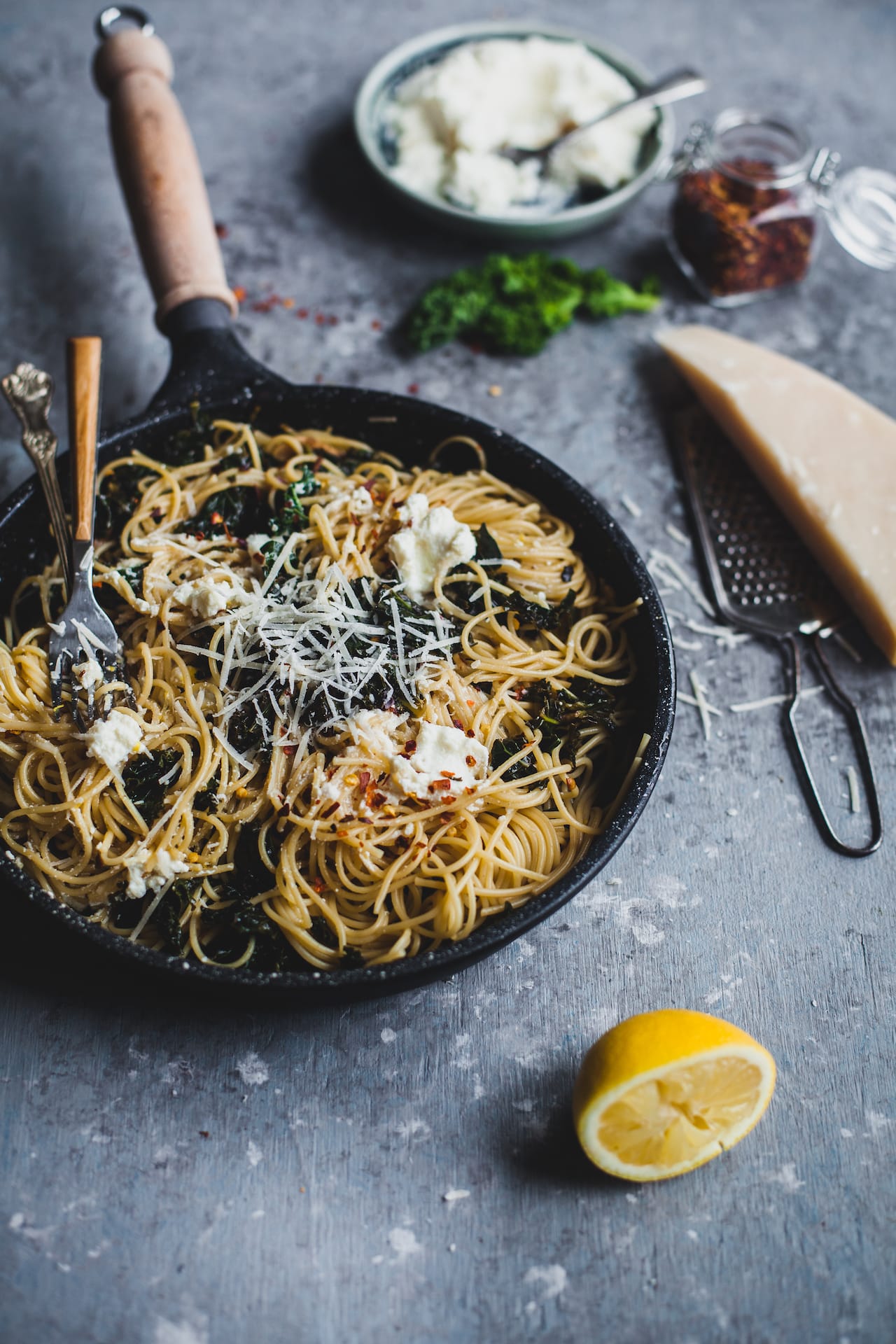 Spaghetti With Kale and Ricotta | Playful Cooking