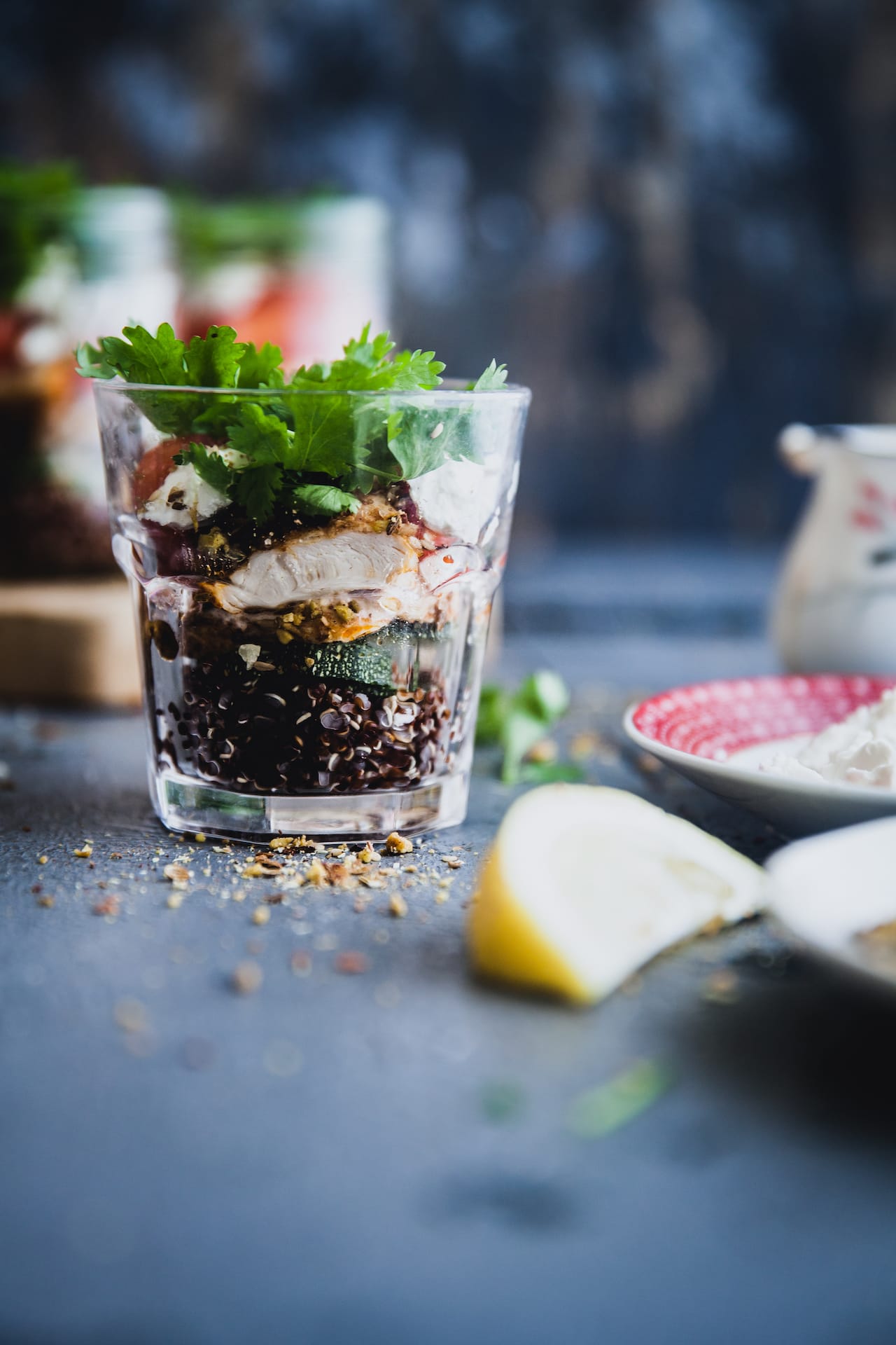 Chicken And Quinoa Mason Jar Salad | Playful Cooking #quinoa #mason #jar #salad #chicken #dukkah