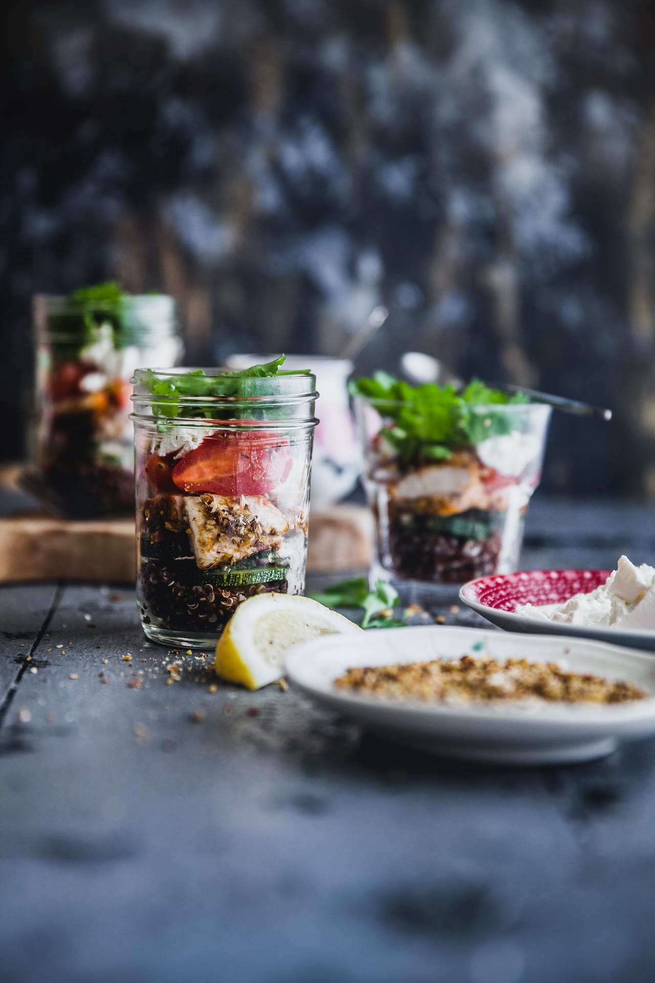 Chicken And Quinoa Mason Jar Salad | Playful Cooking #quinoa #mason #jar #salad #chicken #dukkah