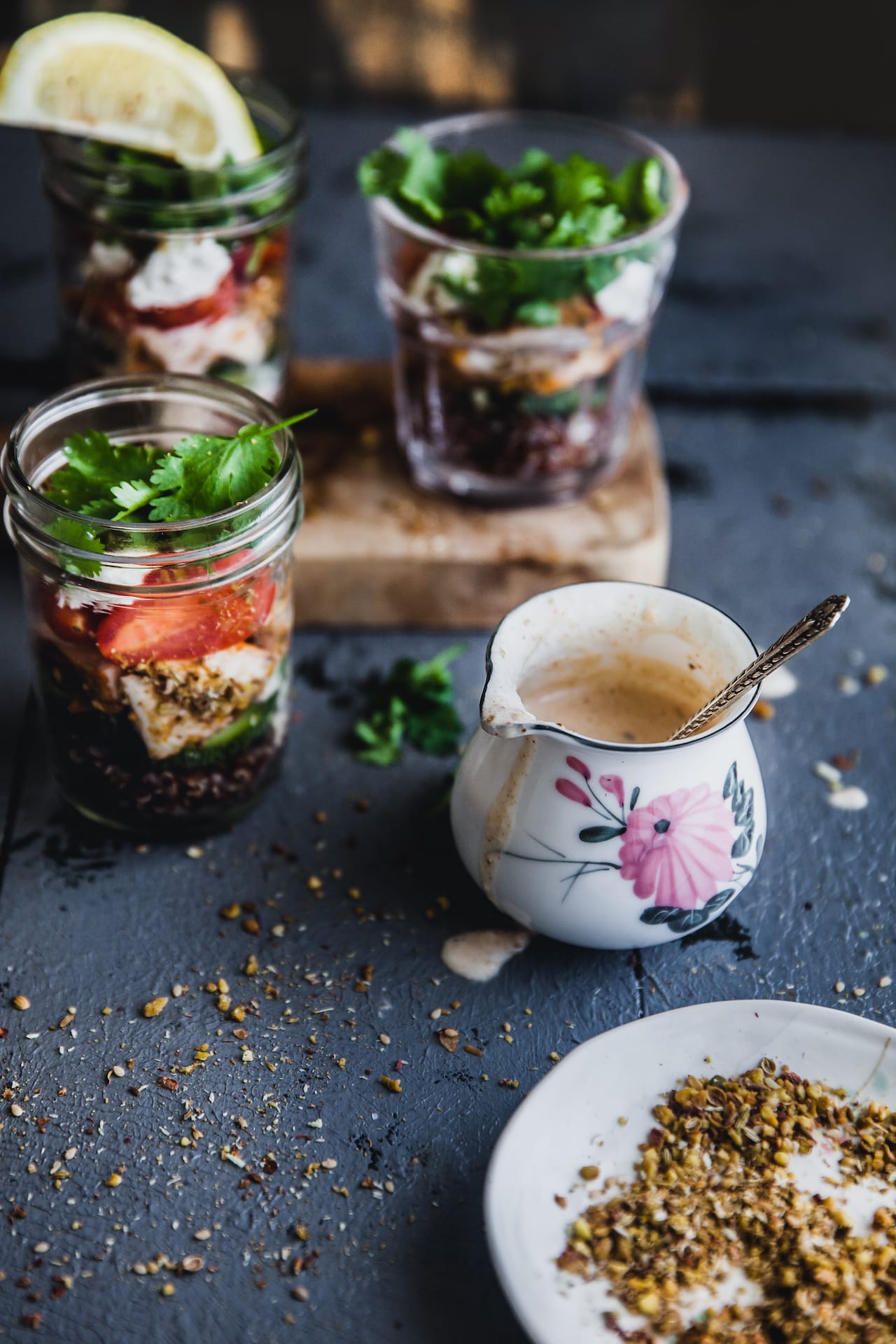 Chicken And Quinoa Mason Jar Salad | Playful Cooking #quinoa #mason #jar #salad #chicken #dukkah