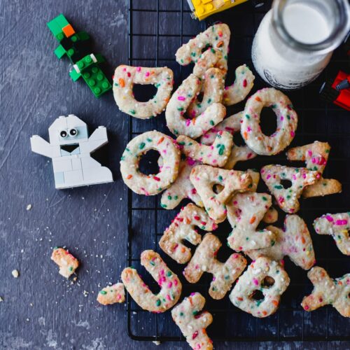 Rainbow Sprinkled Alphabet Cookies | Playful Cooking