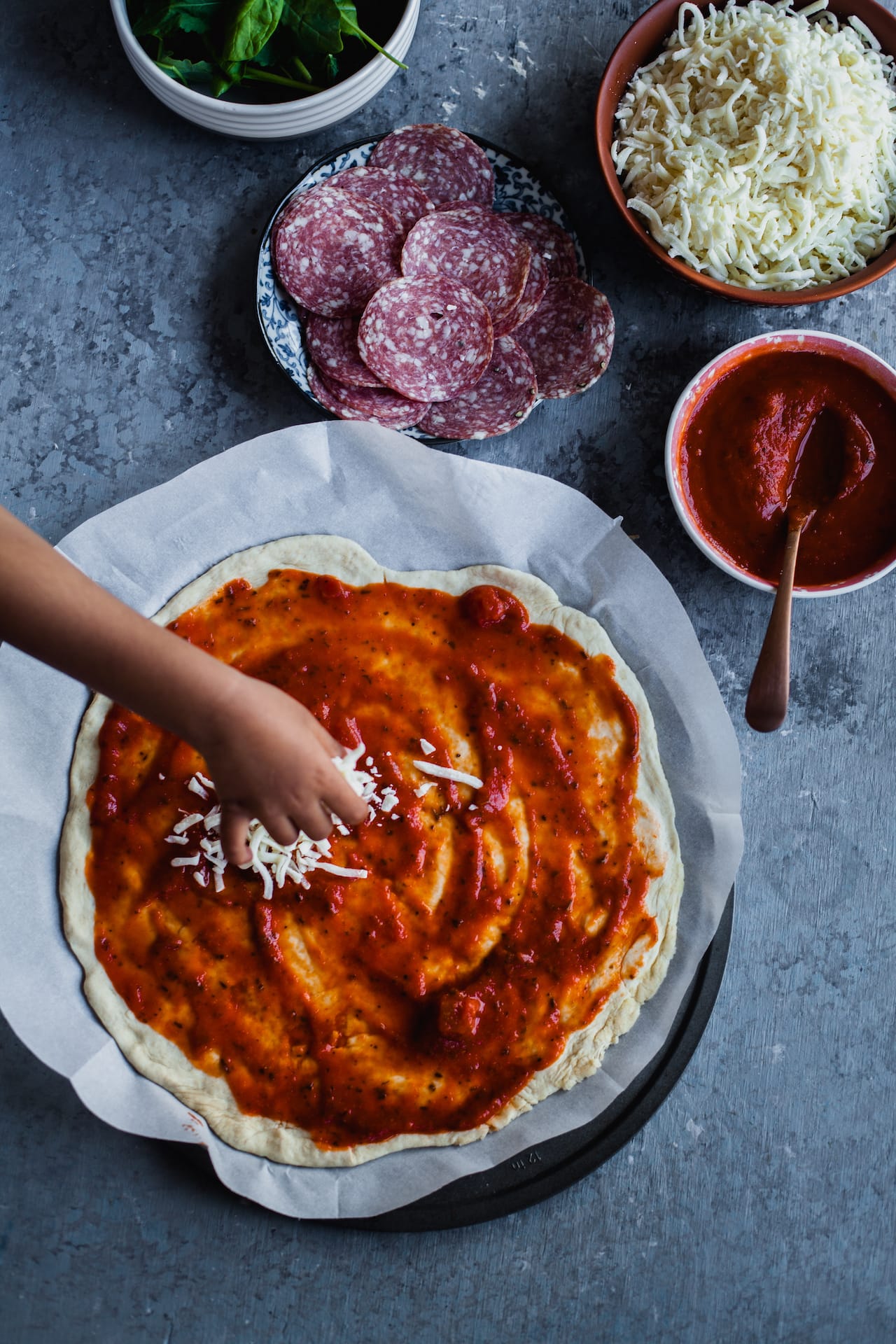 Spinach Kale Salami Pizza | Playful Cooking