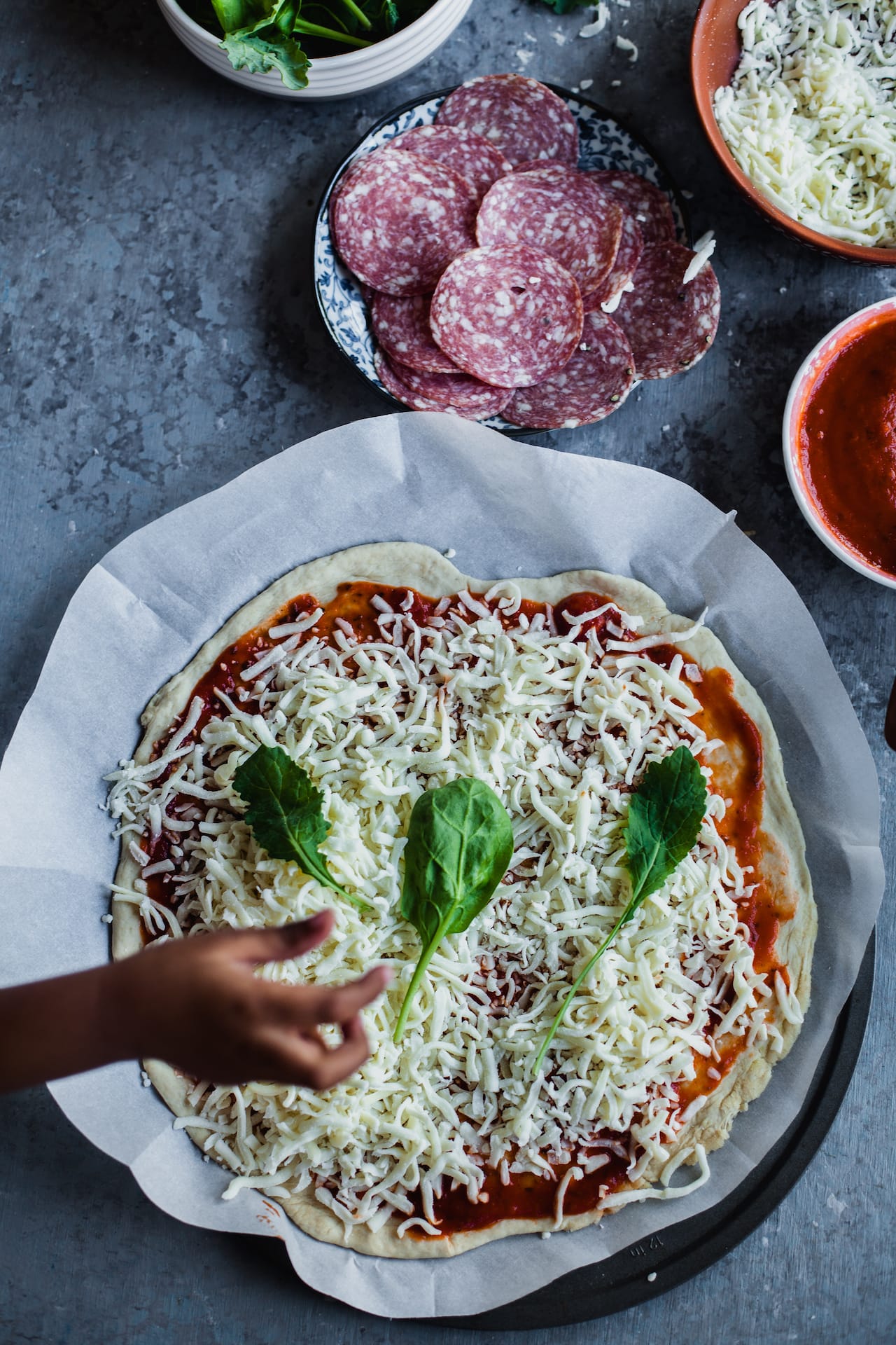 Spinach Kale Salami Pizza | Playful Cooking