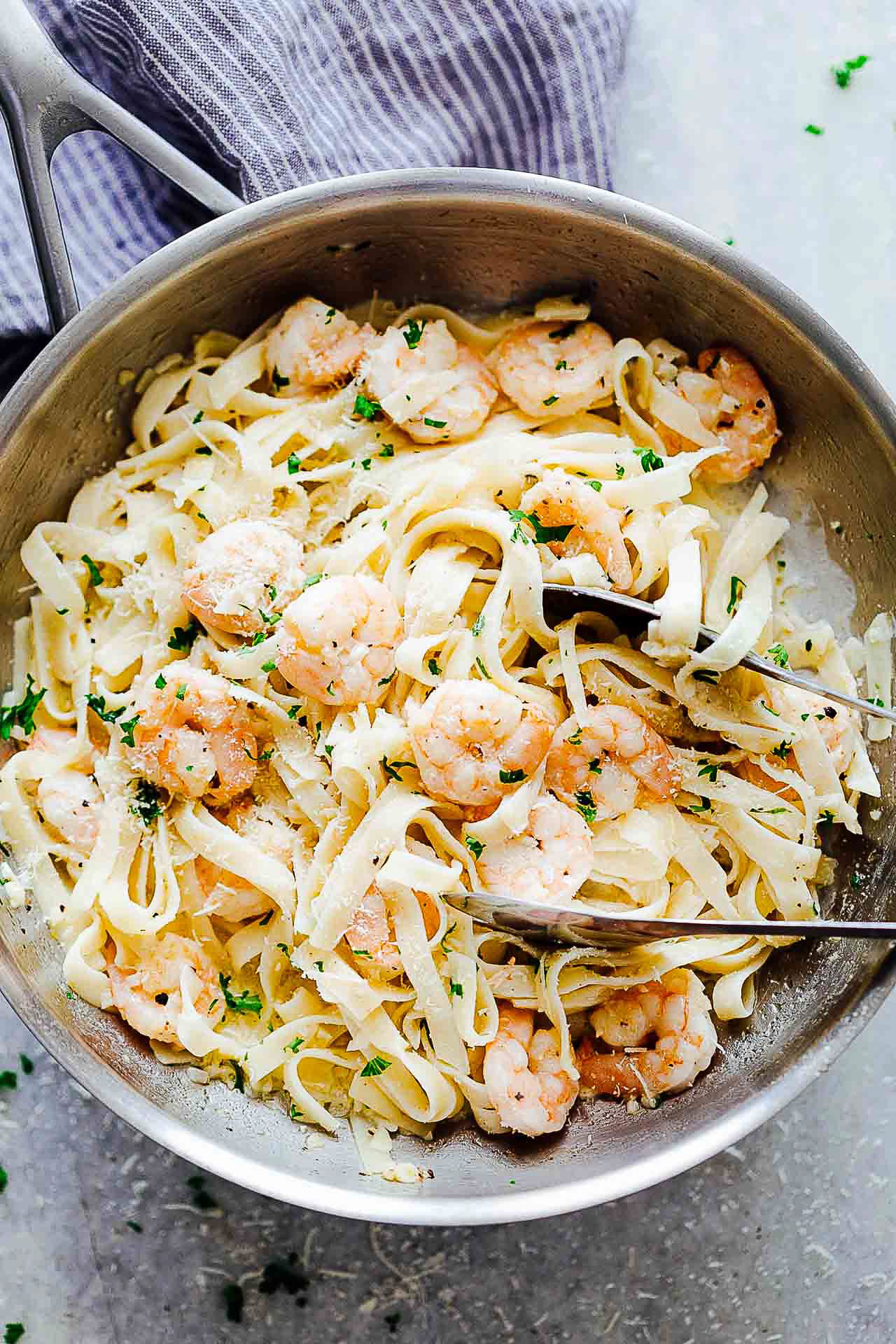 Creamy Butter Garlic Shrimp Pasta - Playful Cooking