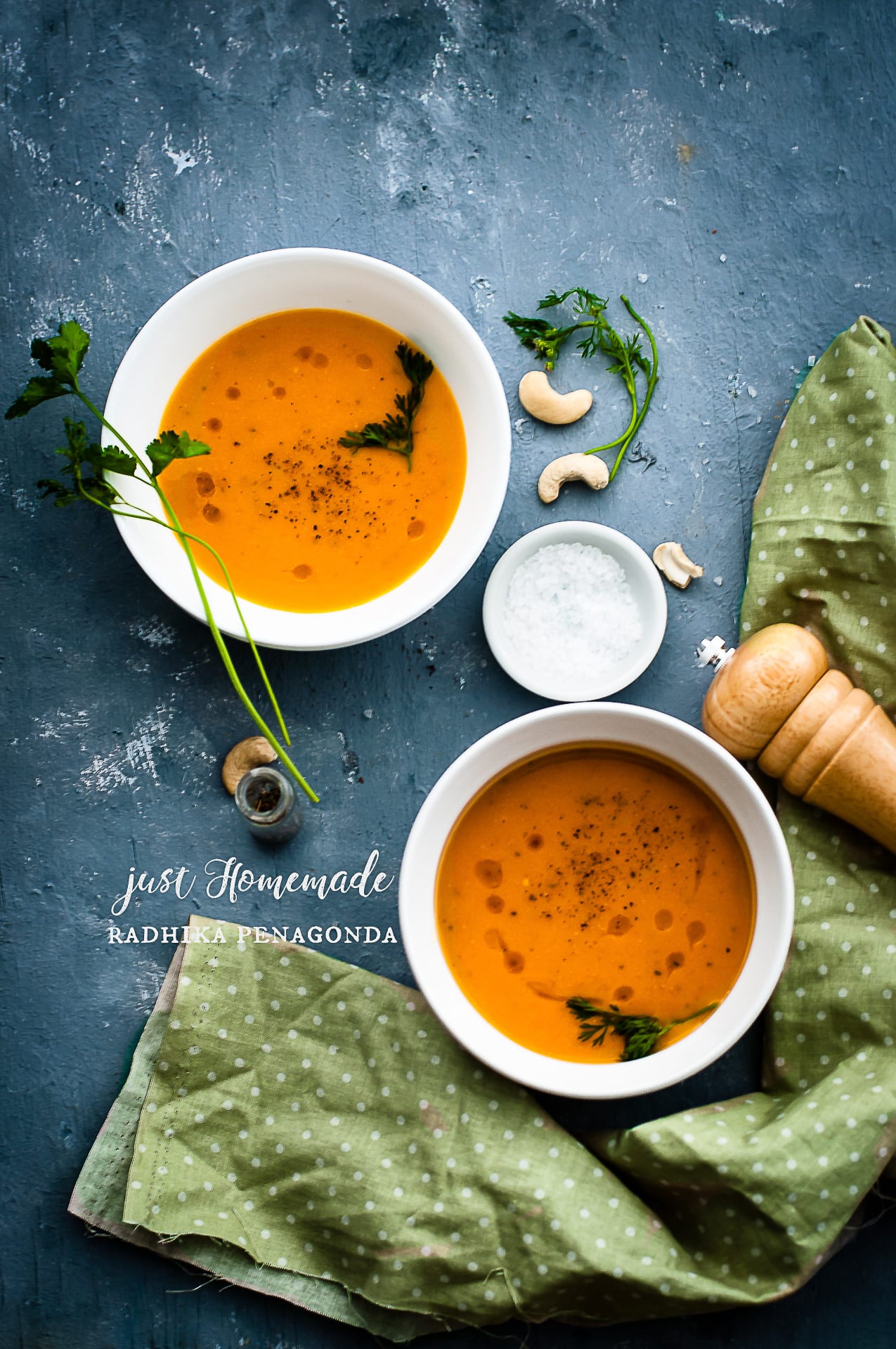 Carrot Cashew Soup (Radhika at Just Homemade) | Playful Cooking