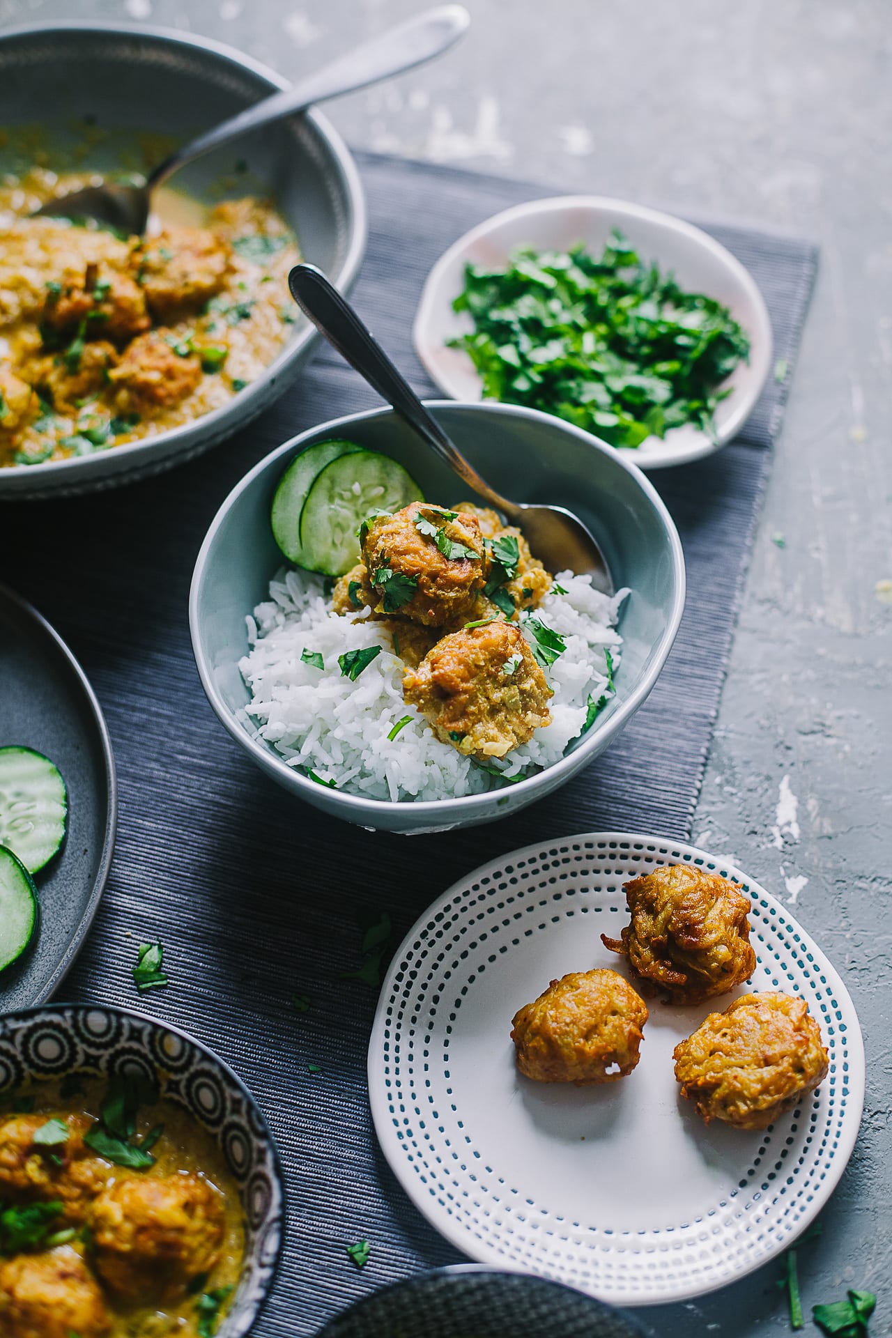 Indian curry with bottle gourd served with rice