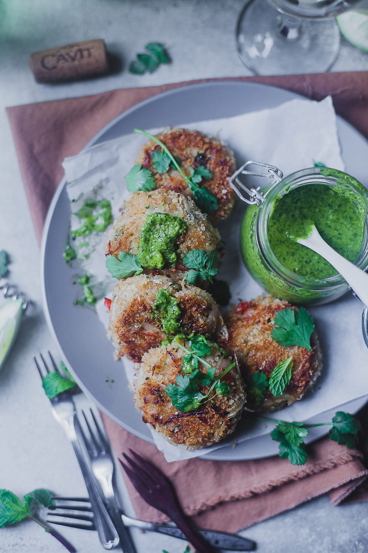 Spiced Crab Cake with Chimichurri Sauce | Playful Cooking