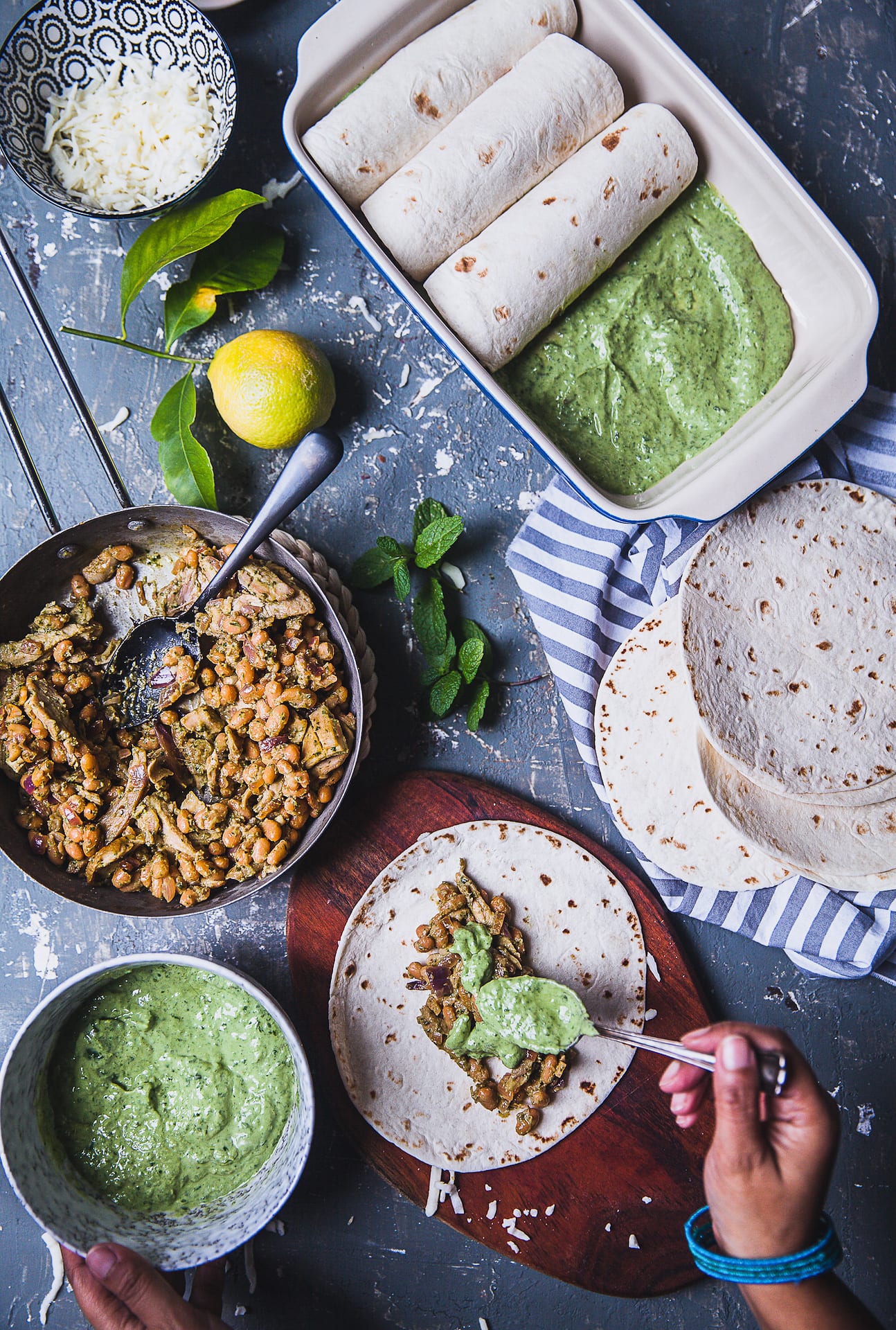 Flat Lay Food Photography #enchilada #chicken #meal #easy