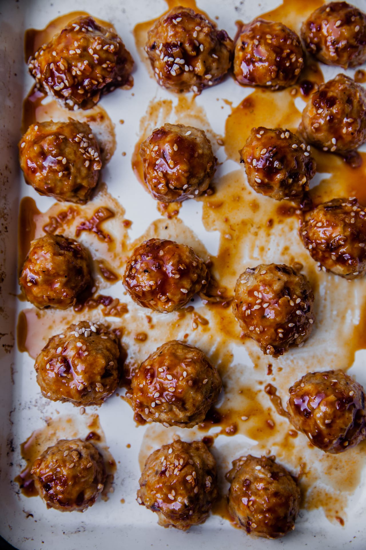 Spiced Sticky Baked Chicken Meatballs | Playful Cooking #meatballs #chicken #partybites #baked #appetizers #stickysauce