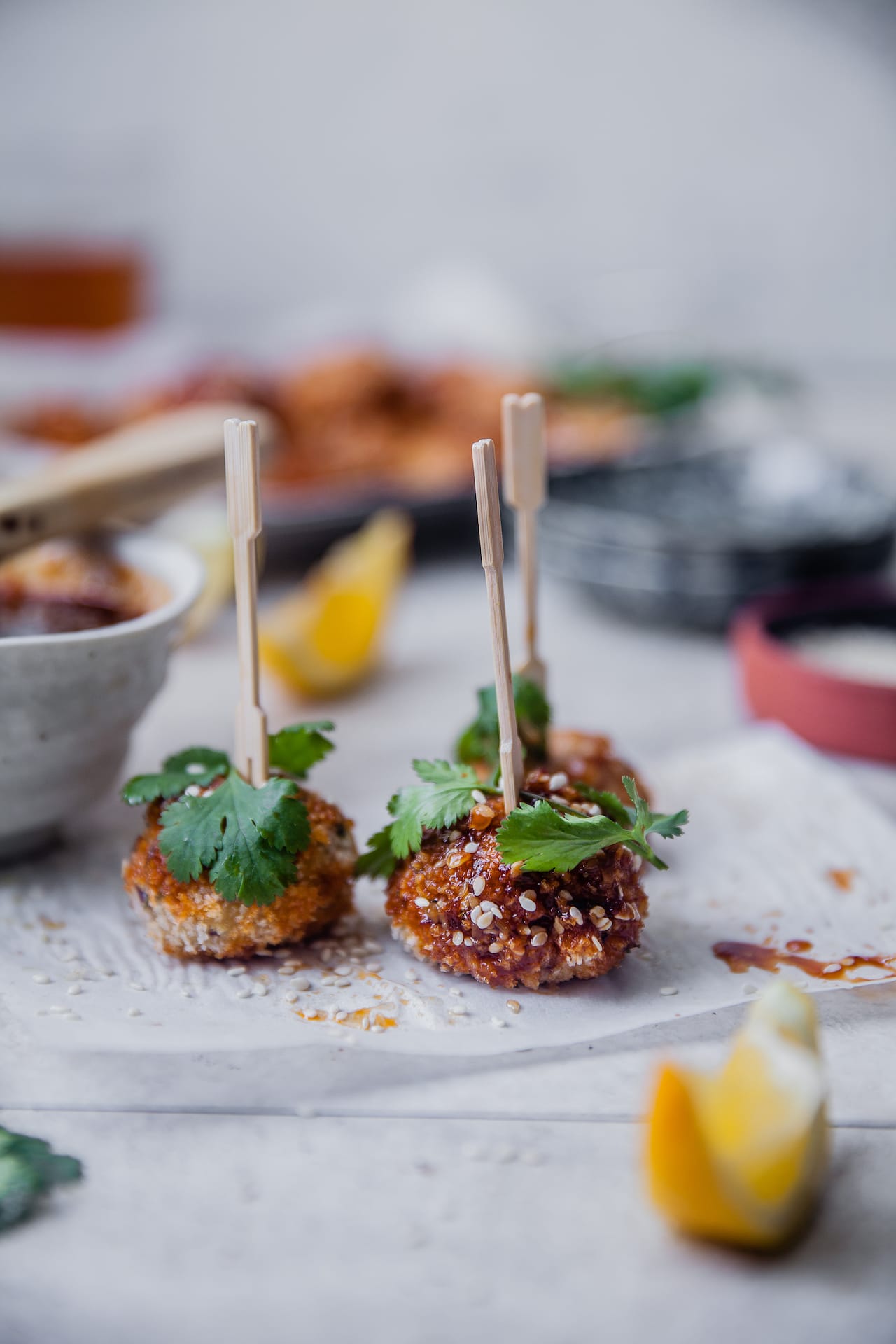 Easy baked appetizer | Playful Cooking #meatballs #chicken #partybites #baked #appetizers #stickysauce