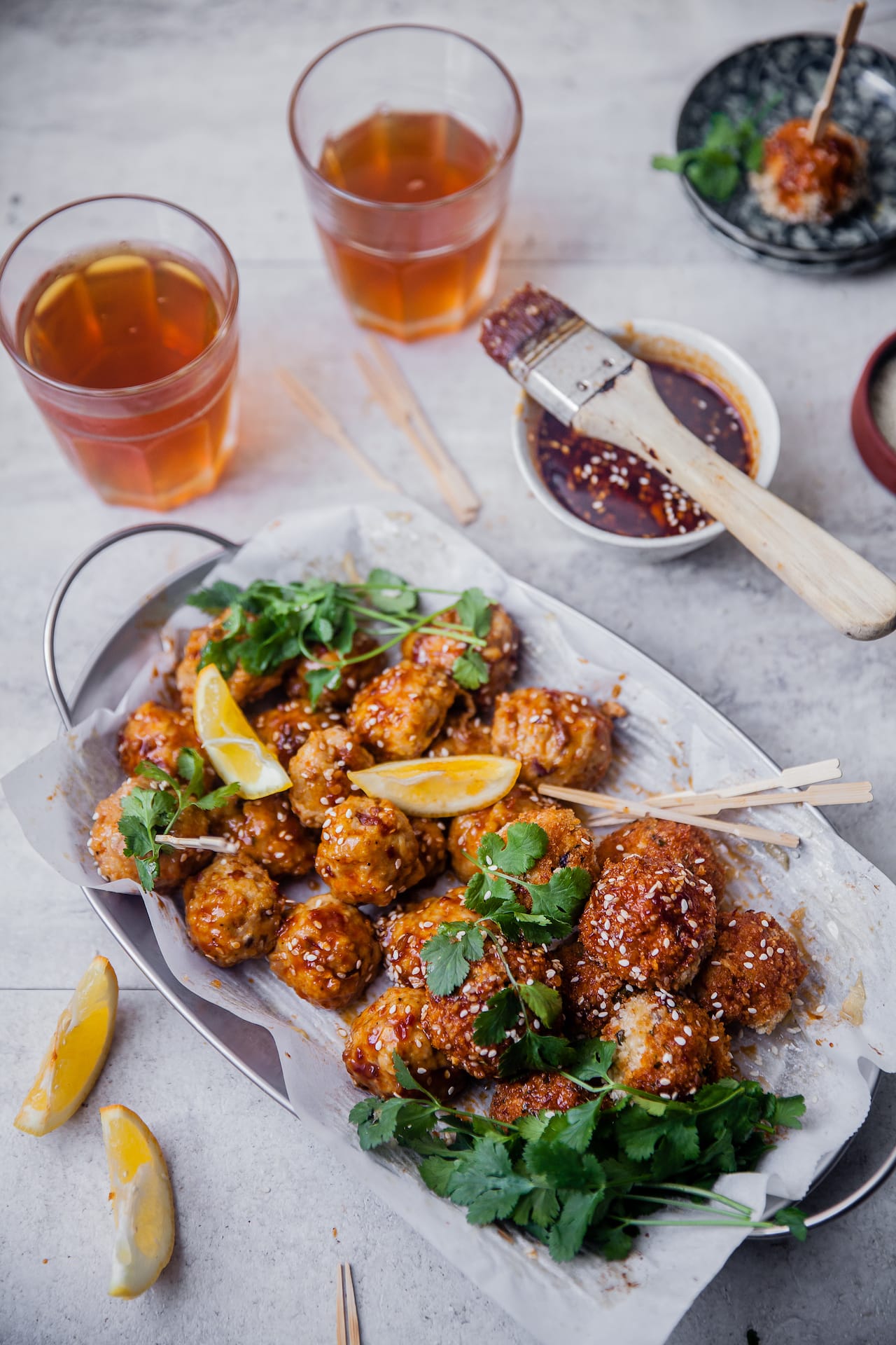 Baked Chicken Meatballs Spiced Sticky Playful Cooking