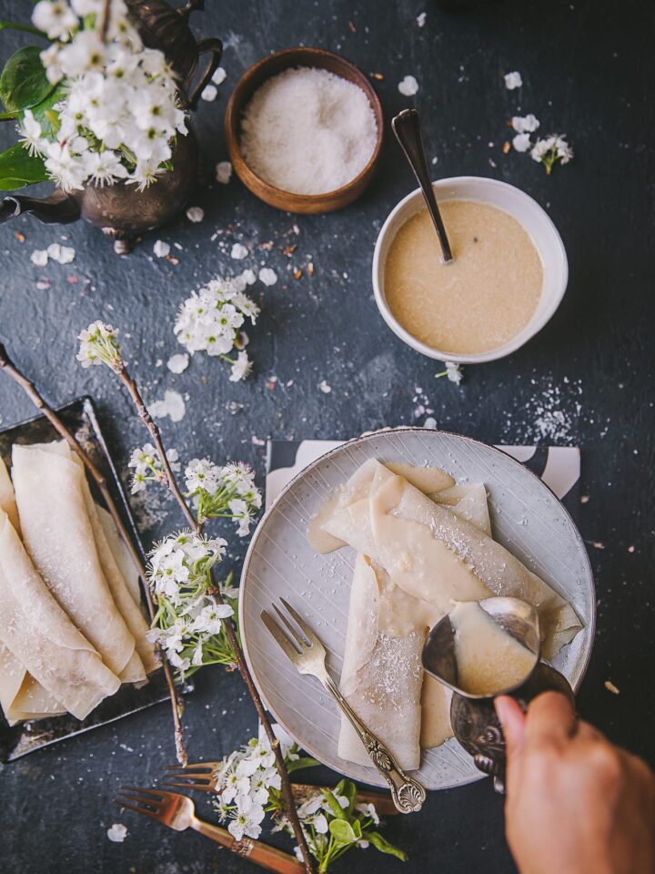 Patishapta (Eggless Crepe with Coconut Jaggery Filling) #bengali #dessert #patishapta #crepe #indianfood #foodphotography