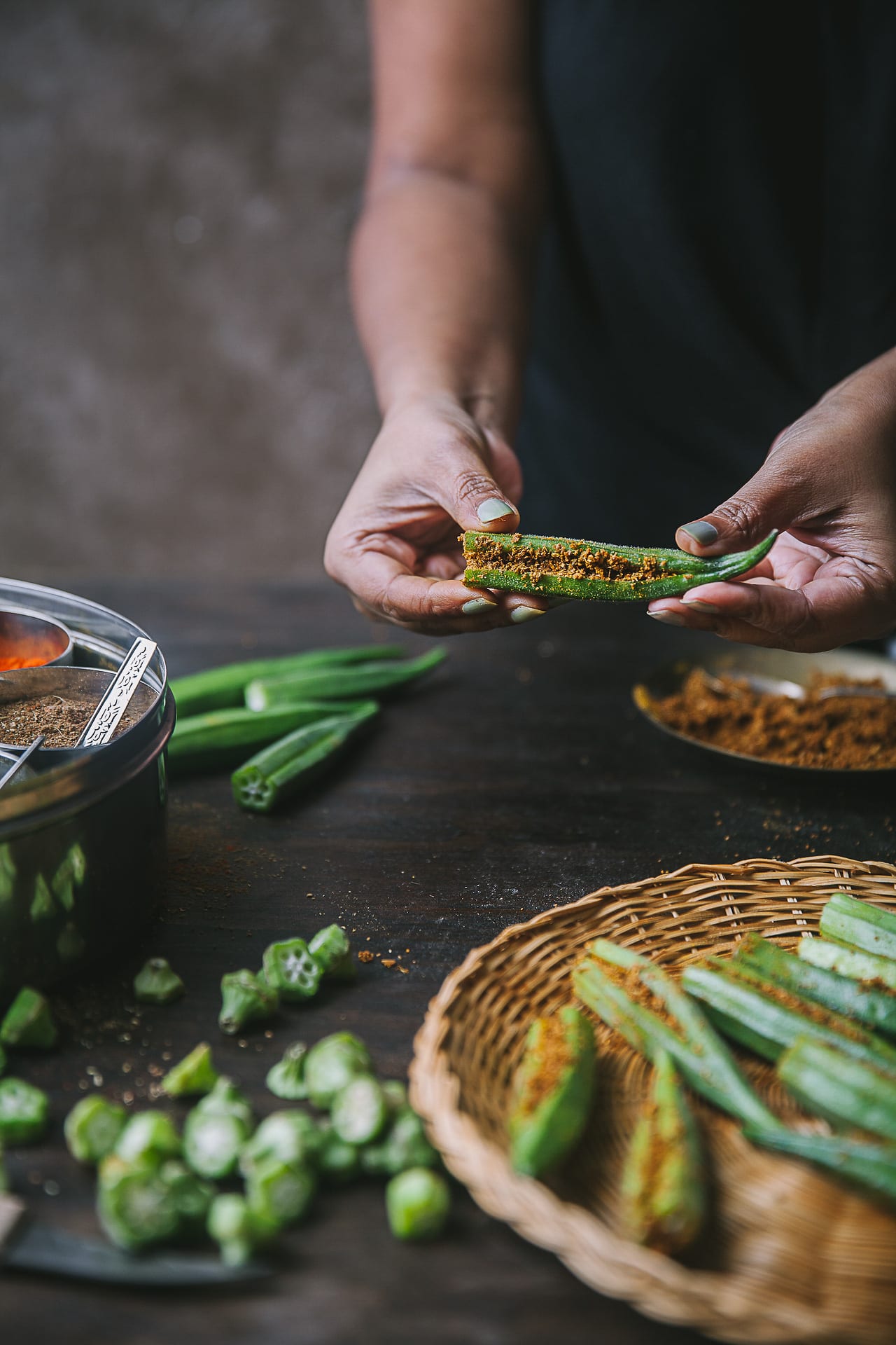 Spices used in the making of Bharwa Masala Bhindi (Spice Stuffed Okra) | Playful Cooking #okra #bhindi #playfulcooking #foodphtography