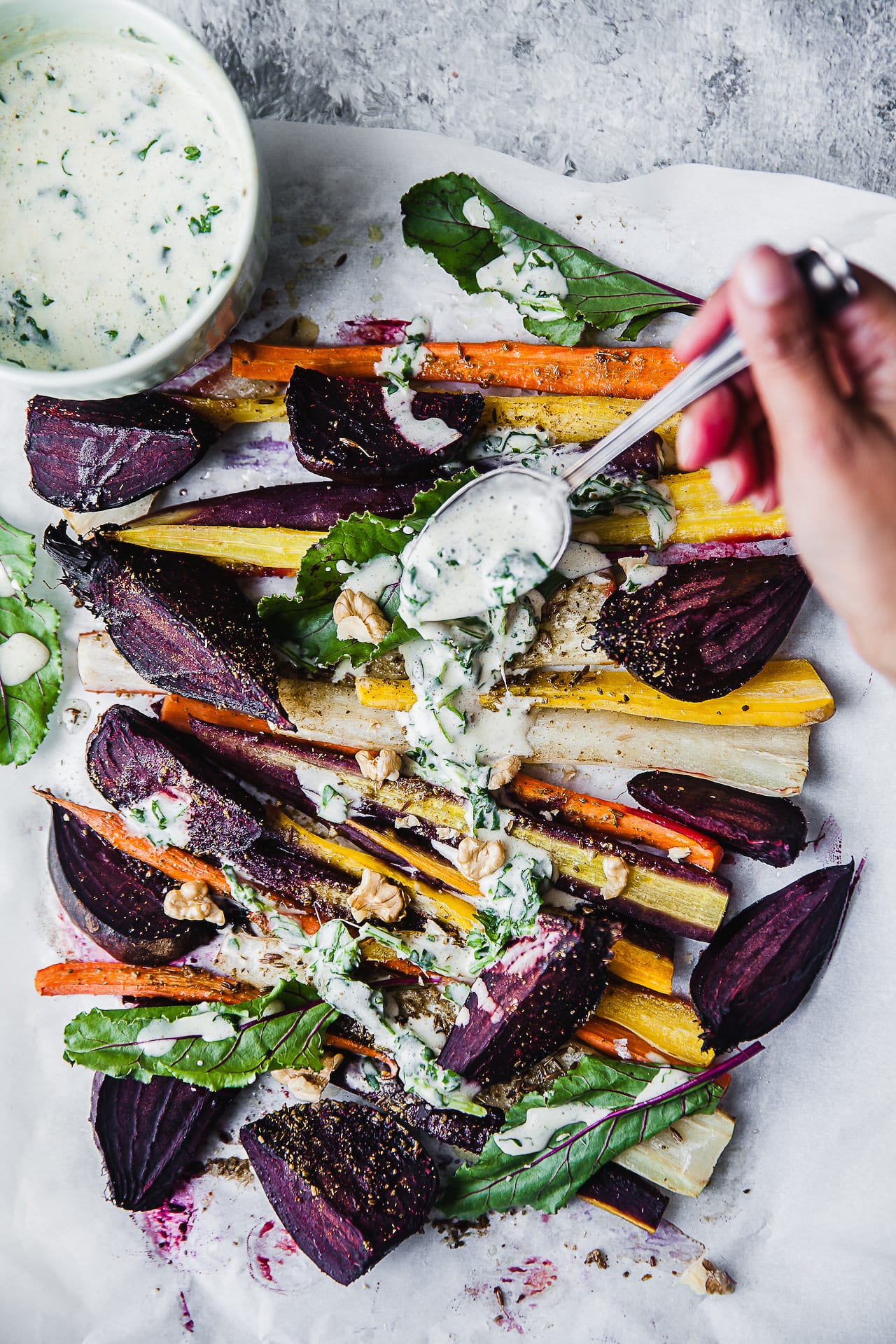 Spring time salad with roasted veggie.. Beautiful array of colors | Playful Cooking #roasted #vegetables #salad #spring #beetroot #carrot #foodphotography