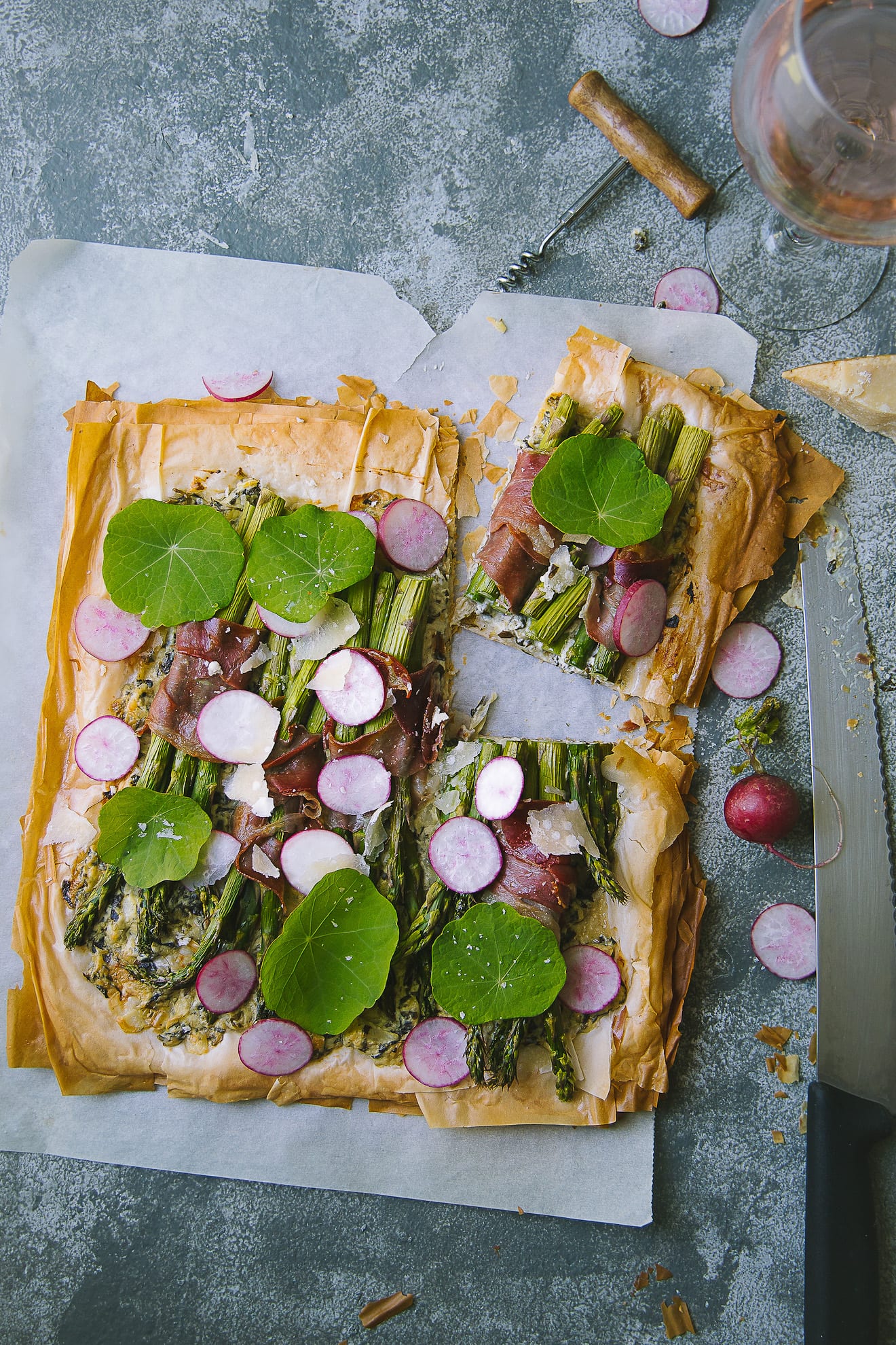 Ingredients for Asparagus Prosciutto Phyllo Tart | Playful Cooking #tart #phyllo #asparagus