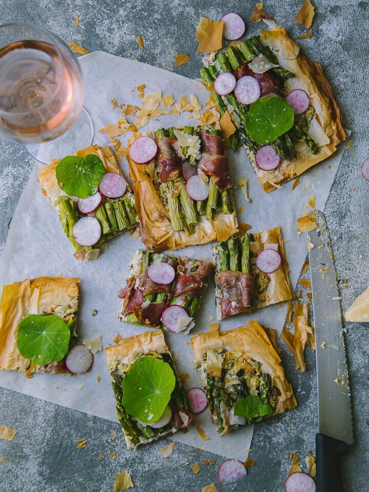 Ingredients for Asparagus Prosciutto Phyllo Tart | Playful Cooking #tart #phyllo #asparagus