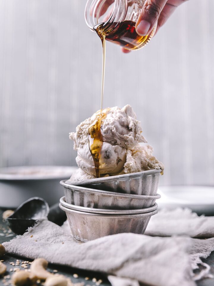 Maple syrup drizzle on Tahini Ice Cream