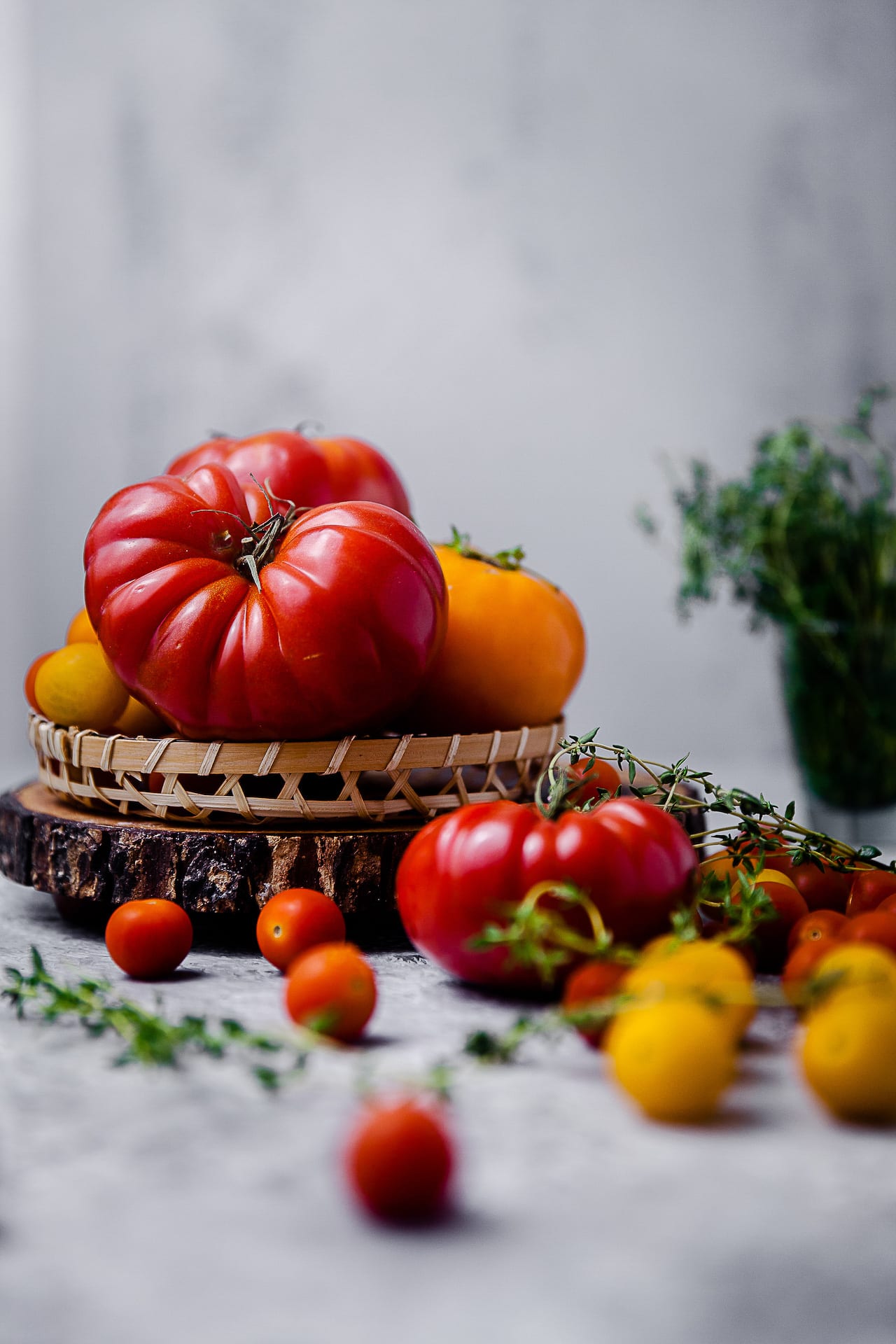 Heirloom Summer Tomatoes in a basket