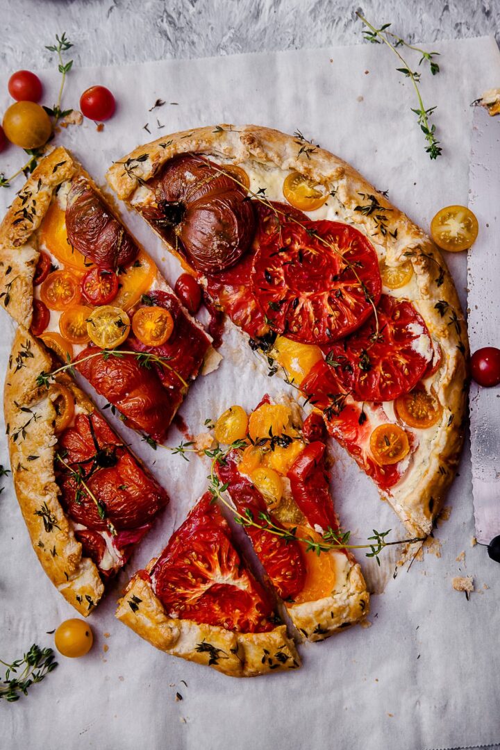 heirloom tomatoes thyme ricotta tart 08