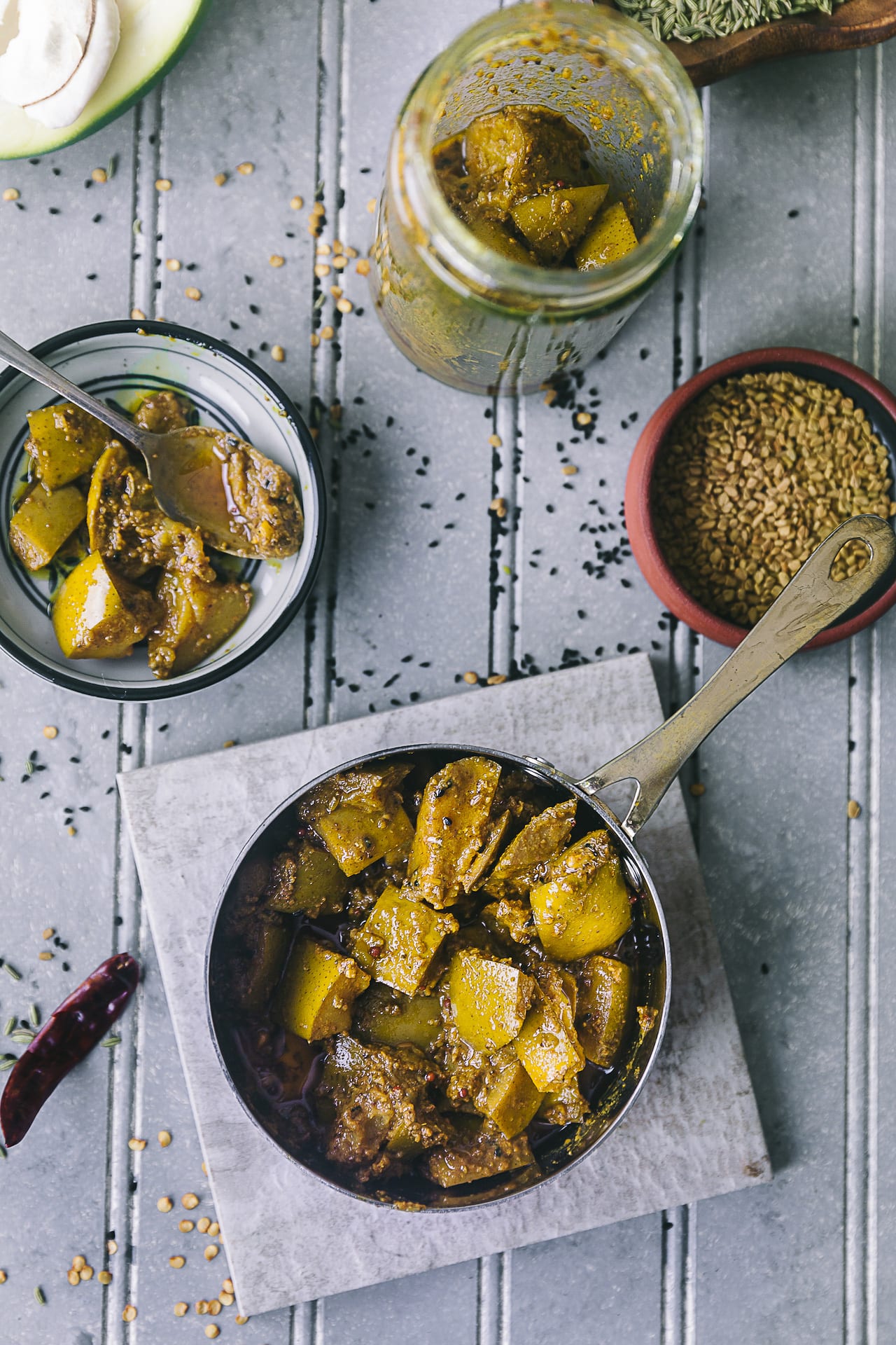 Indian pickle with green mango