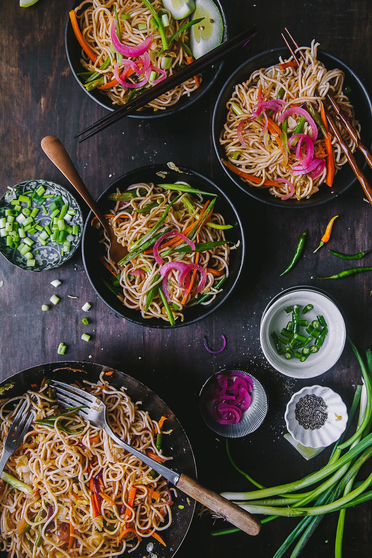 Flat lay view of the Vegetable Chow Mein
