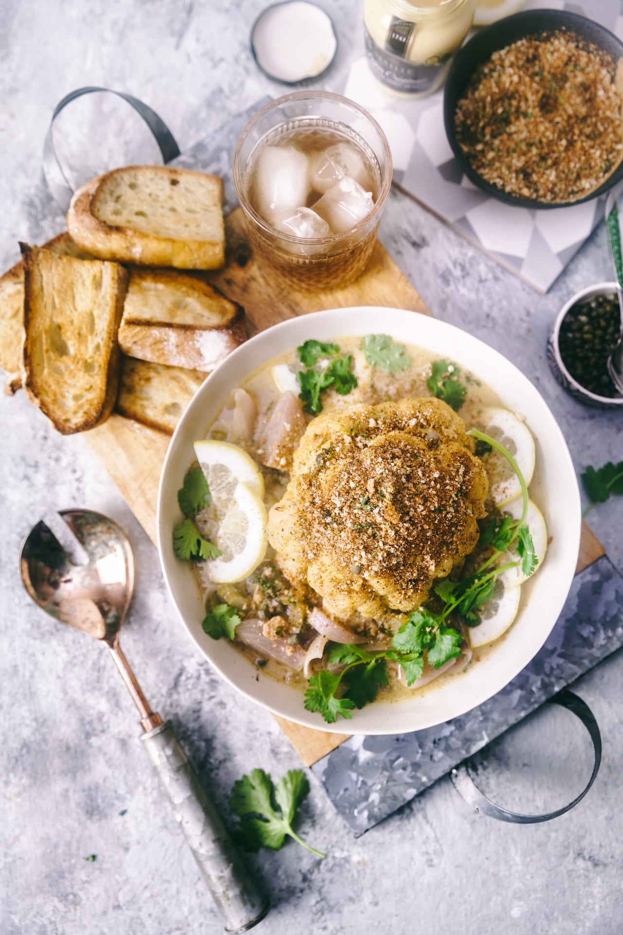 Whole Roasted Cauliflower in Mustard Sauce | Playful Cooking #cauliflower #roasted #mustardsauce #foodphotography