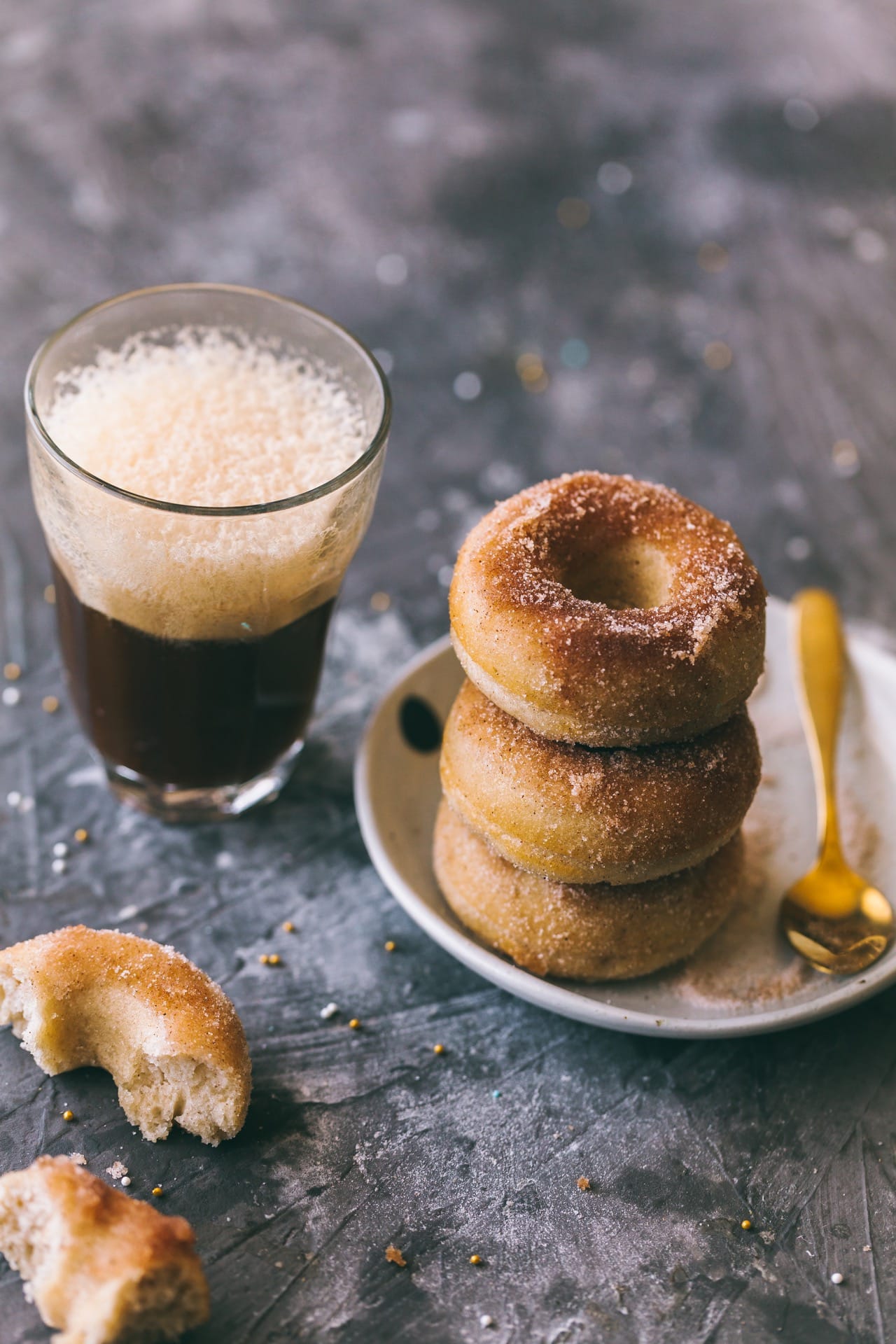 BAKED donut dusted with sugar and cinnamon! | Playful Cooking #easydonut #donuts #bakeddonuts #foodphotography