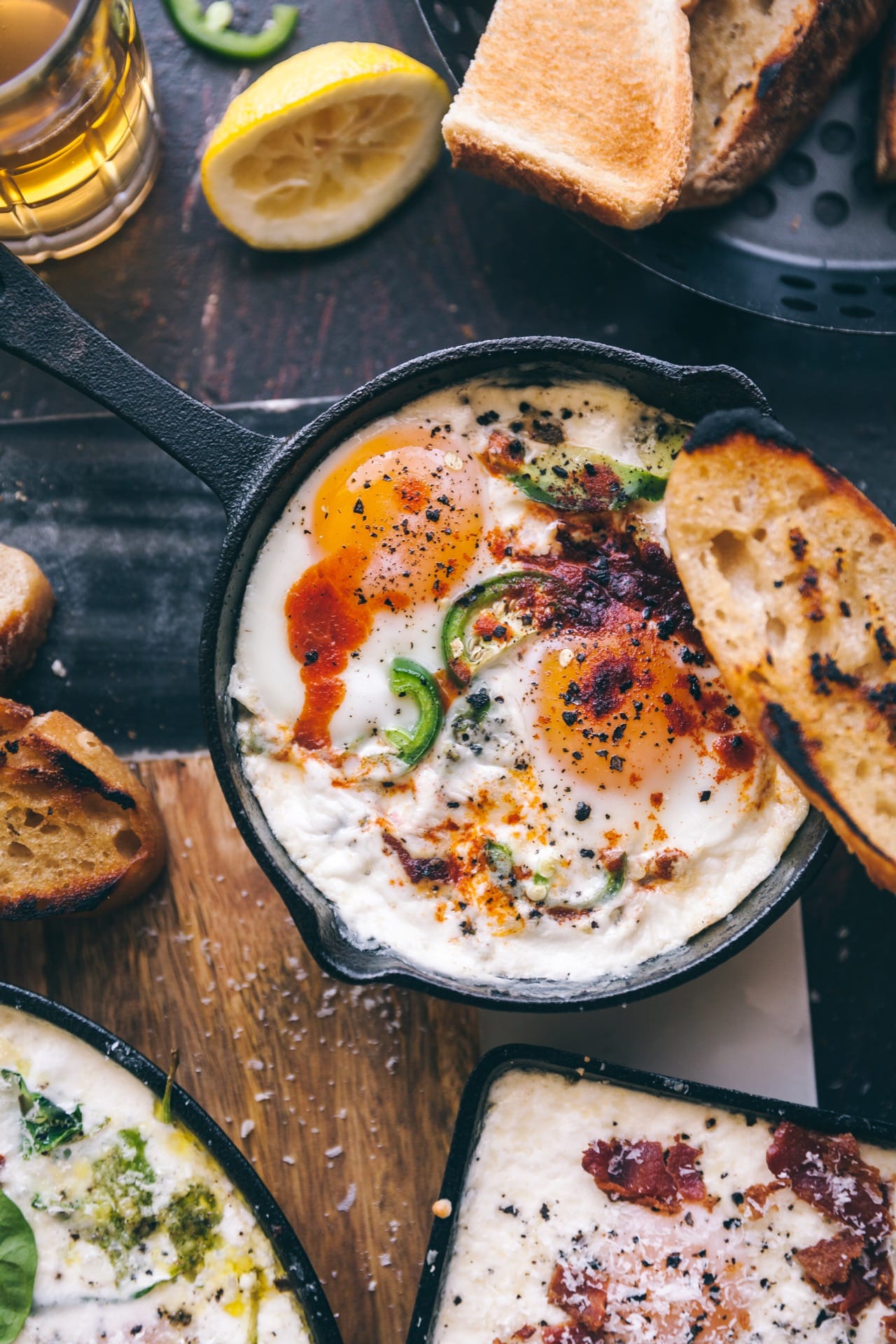 Spicy Jalapeno Avocado Baked Eggs #food photography #foodstyling #bakedeggs #eggs