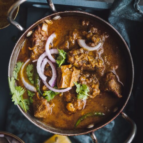 Close up view of Indian meat curry