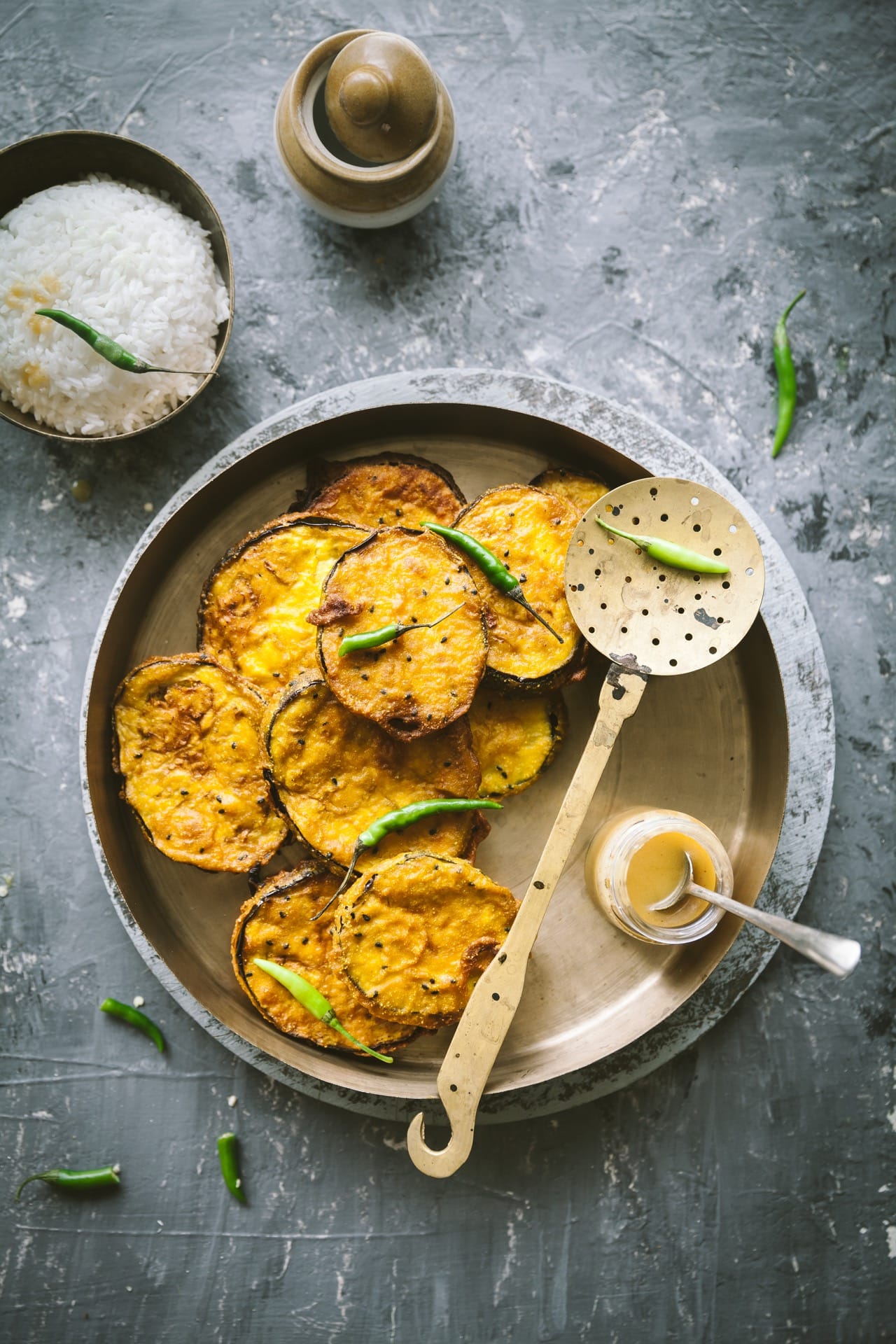 Bengali style fried eggplant