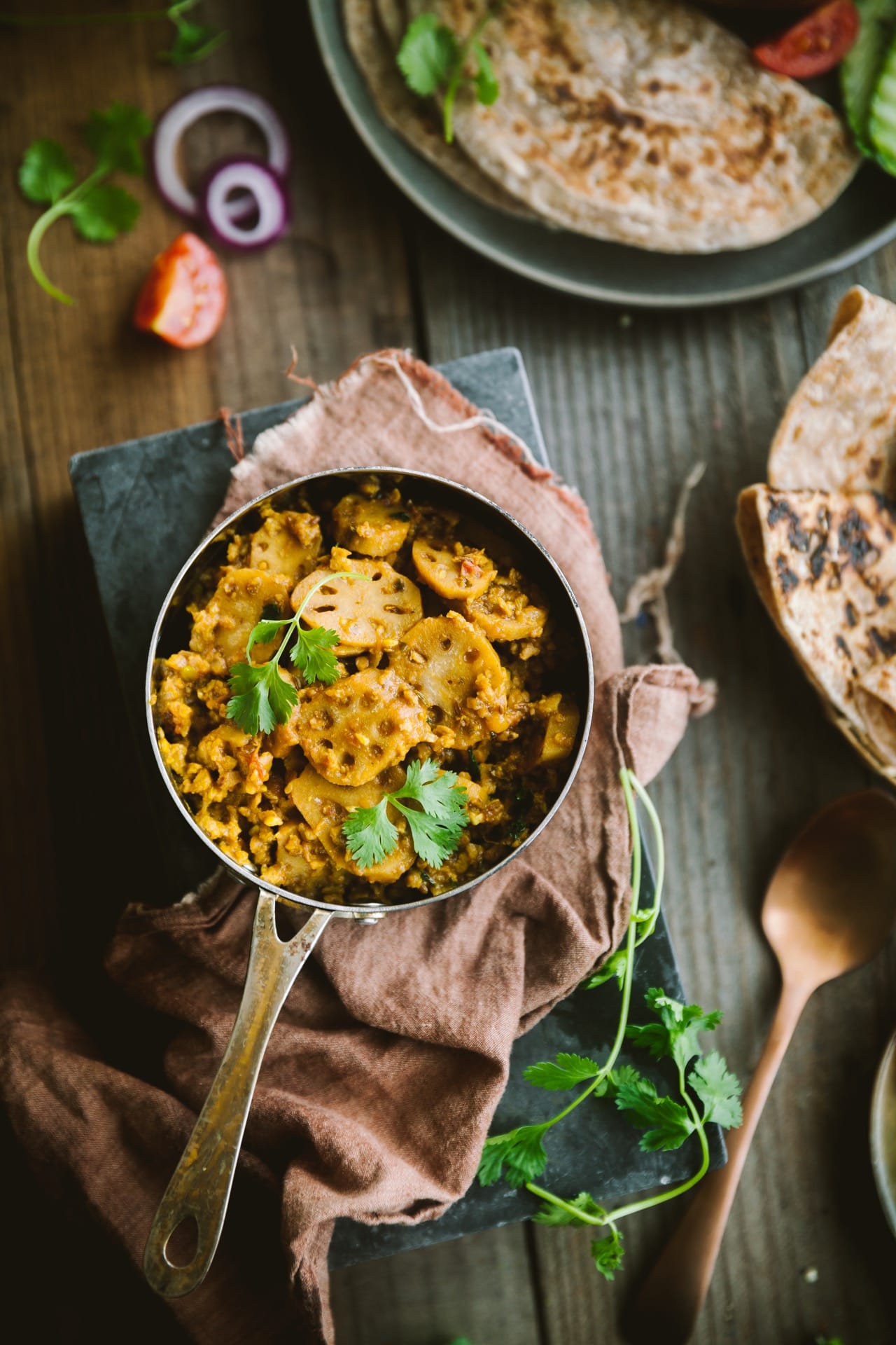 Lotus Stem curry with Indian spices 