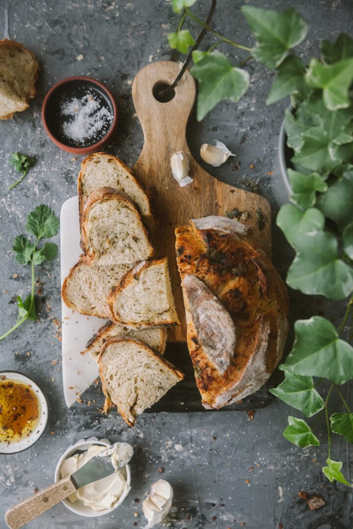 Roasted Garlic and Cilantro Bread NO KNEAD Playful Cooking