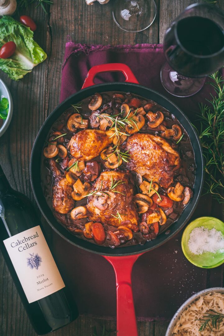 Chicken in Red Wine Sauce Coq au Vin Playful Cooking