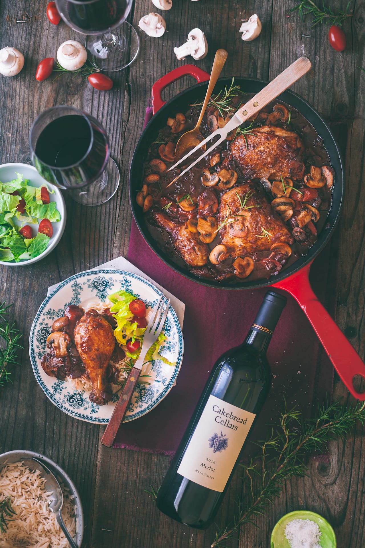 Chicken in Red Wine Sauce